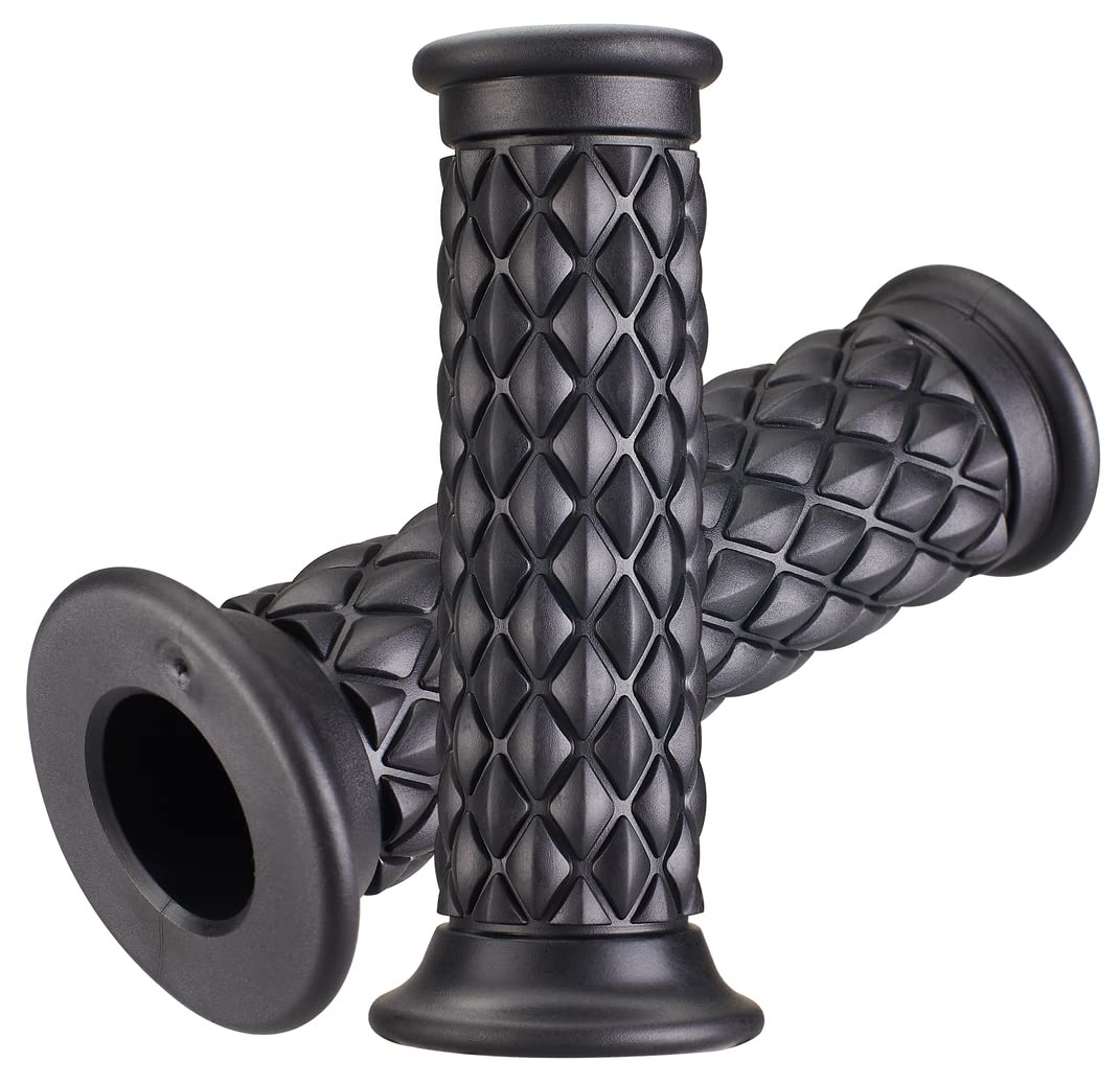 Nuoxinus Motorcycle Hand Grips With Bar End Cap, Non Slip Rubber Handlebar Thruster Grip Universal For 7/8'' 22Mm 1'' 24Mm Handl