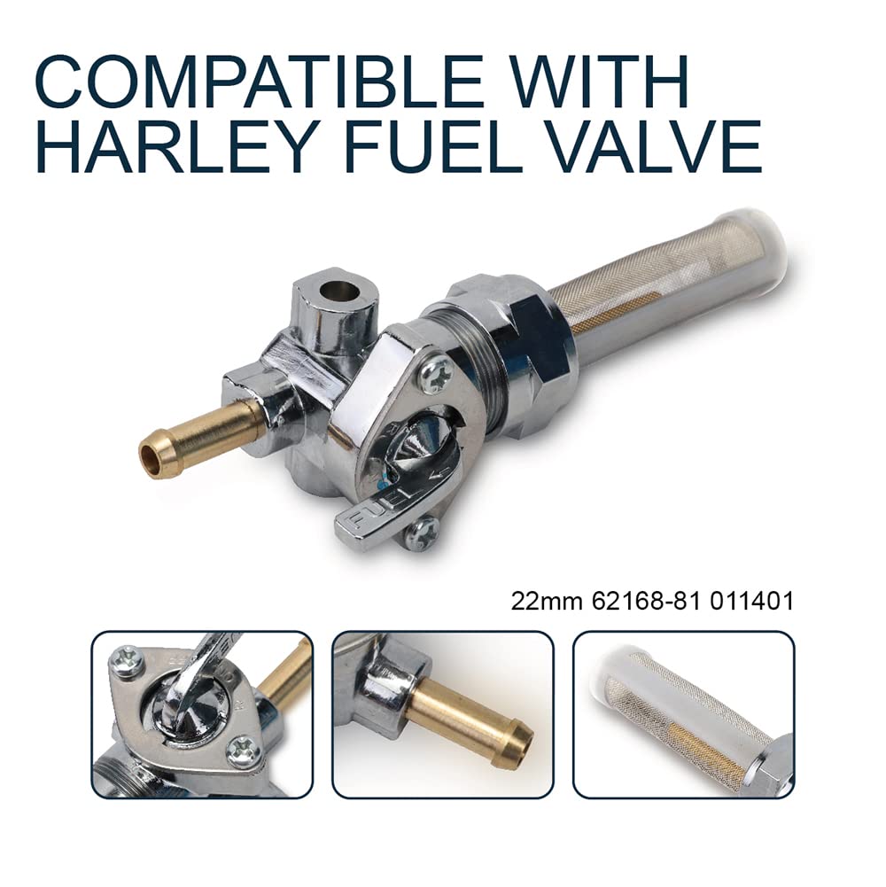 Yinncke 22Mm Petcock Fuel Valve Shut Off Tank Switch Fits For Harley Davidson Sportster Dyna Electra Glide Heritage Softail Springer Low Rider Tour Glide Repl.# 62167-81 62168-81 62163-75 62129-75T