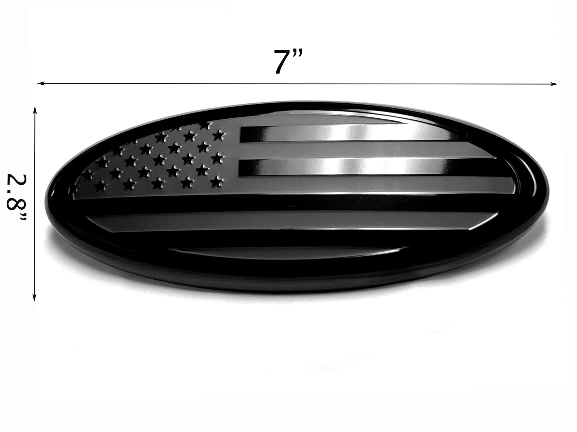 Everhitch 7 Inch American Black Flag Emblem For Ford, 7'' X 2 3/4'' Oval Decal Badge Nameplate For F150 F250 F350 99 00 01 02 03