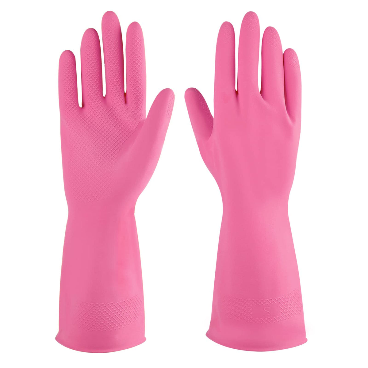 Iucge Rubber Cleaning Gloves Pink 3 Pairs For Household,Reuseable Dishwashing Gloves For Kitchen.(3,Xl)