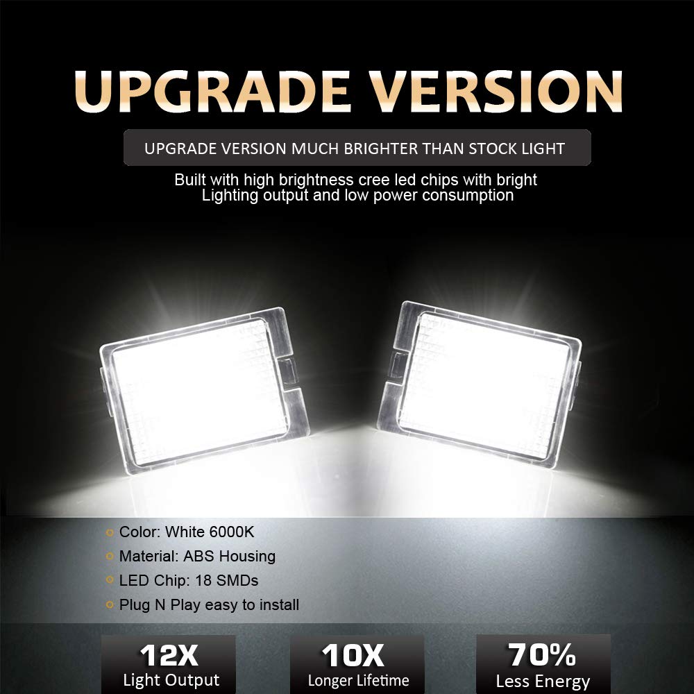 D-Lumina Led License Plate Lights Assembly Compatible With 2014-2024 Dodge Durango Pickup Truck, 6000K White 2-Pieces