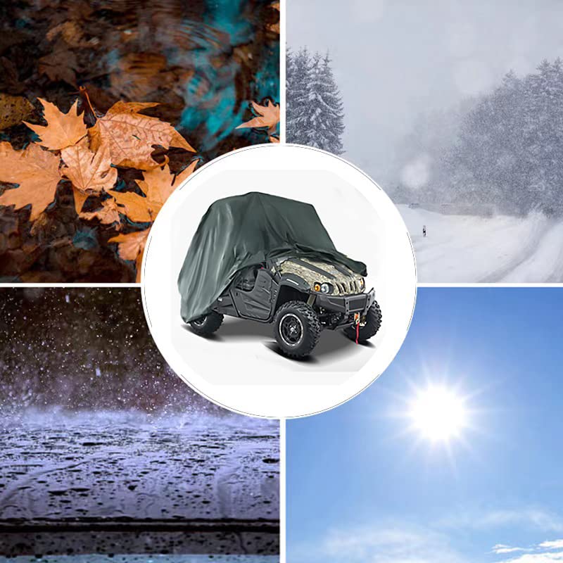 Chikia 420D Heavy Duty 2-3 Seater Utv Cover For Hisun Axis Massimo 400 450 500 550 700 750 Tboss,Coleman,Cfmoto,Yamaha Bms Ranch Pony Stallion 500 600 Waterproof Windproof Dustproof With Storage Bag
