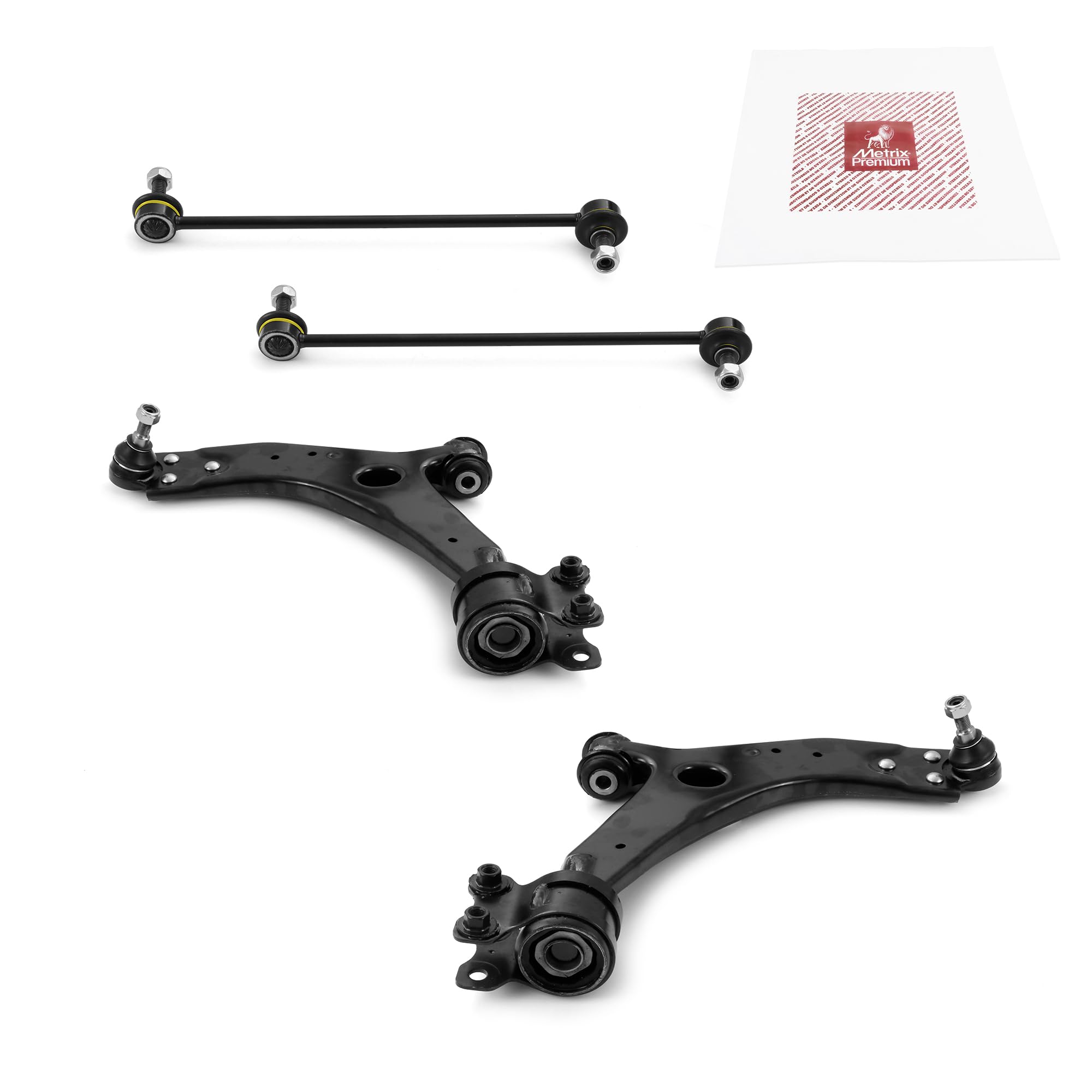 Metrix Premium Chassis Parts - 4 Pc Front Lower Control Arm & Front Sway Bar Stabilizer End Link Kit Fits 07-13 Volvo C30, 06-13