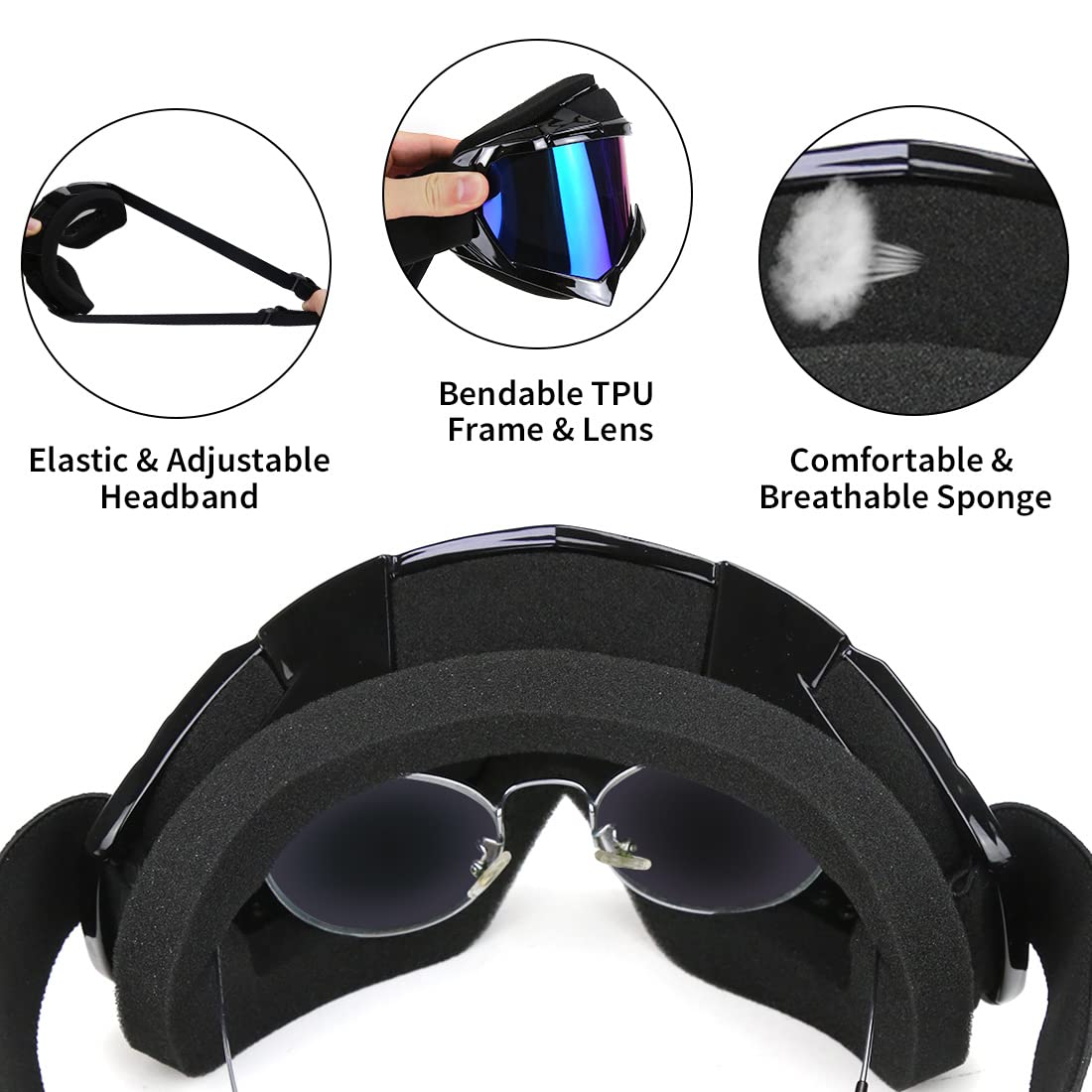 Jamiewin Motocross Goggles For Atv Dirt Bike Motorcycle Utv Mx Offroad Riding - Anti Uv Dustproof Anti Fog Racing Skiing Goggles