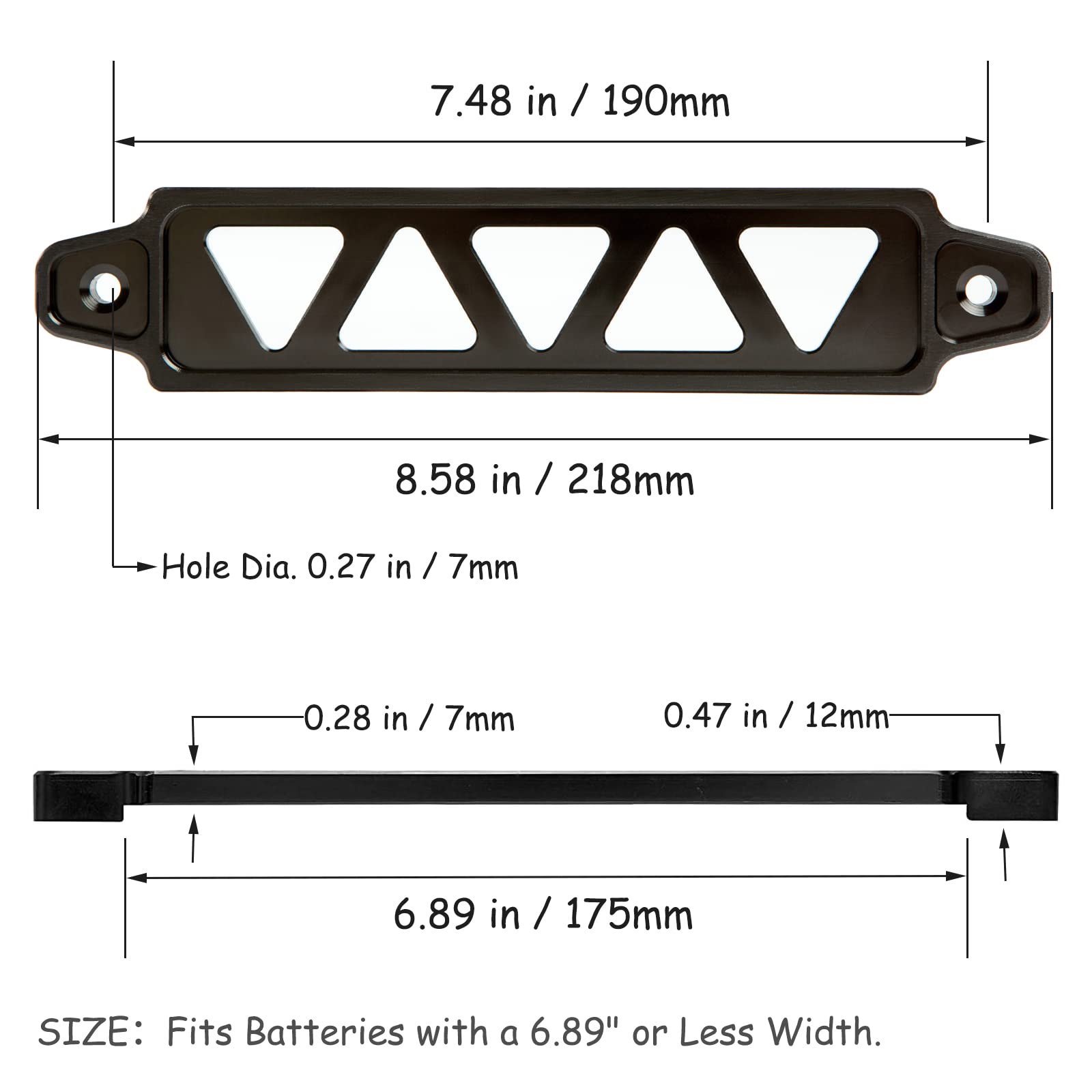 Battery Hold Down Bracket, Aluminum Alloy Battery Tie Down Bracket, Battery Tray for Car Battery Mount Bracket Hold Lock Accesso
