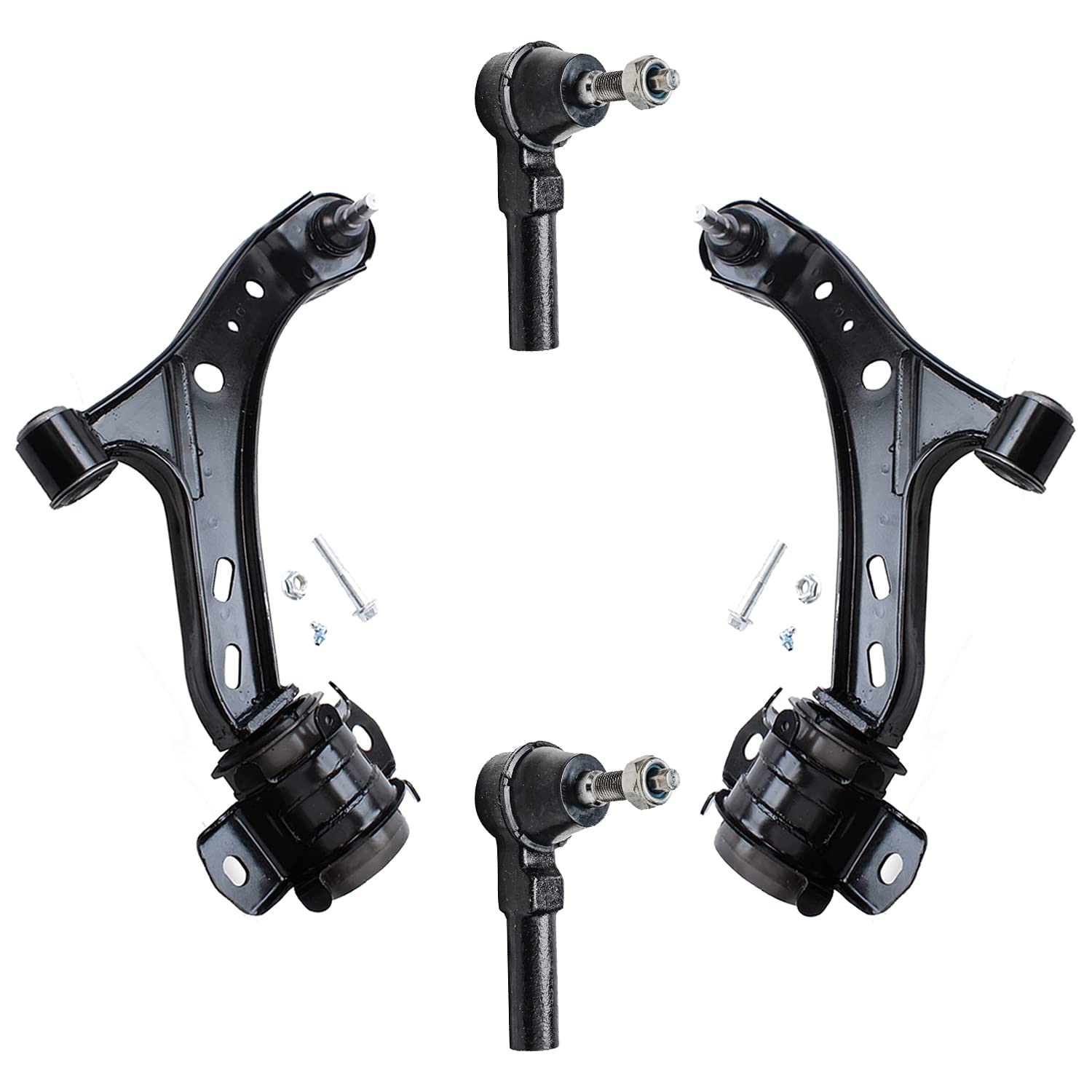 Detroit Axle - 4pc Front End Control Arms Kit for Ford Mustang 05-10, 2 Lower Control Arms with Ball Joint 2 Outer Tie Rod Ends 