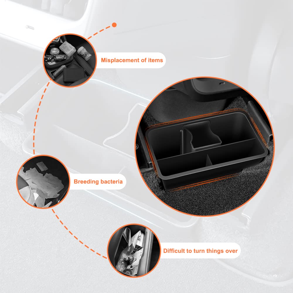 Atnvidsg Rear Underseat Organizer Compatible With Tesla Model Y 2020 2021 2022 2023 Abs Organizer Center Console Organizer (Blac