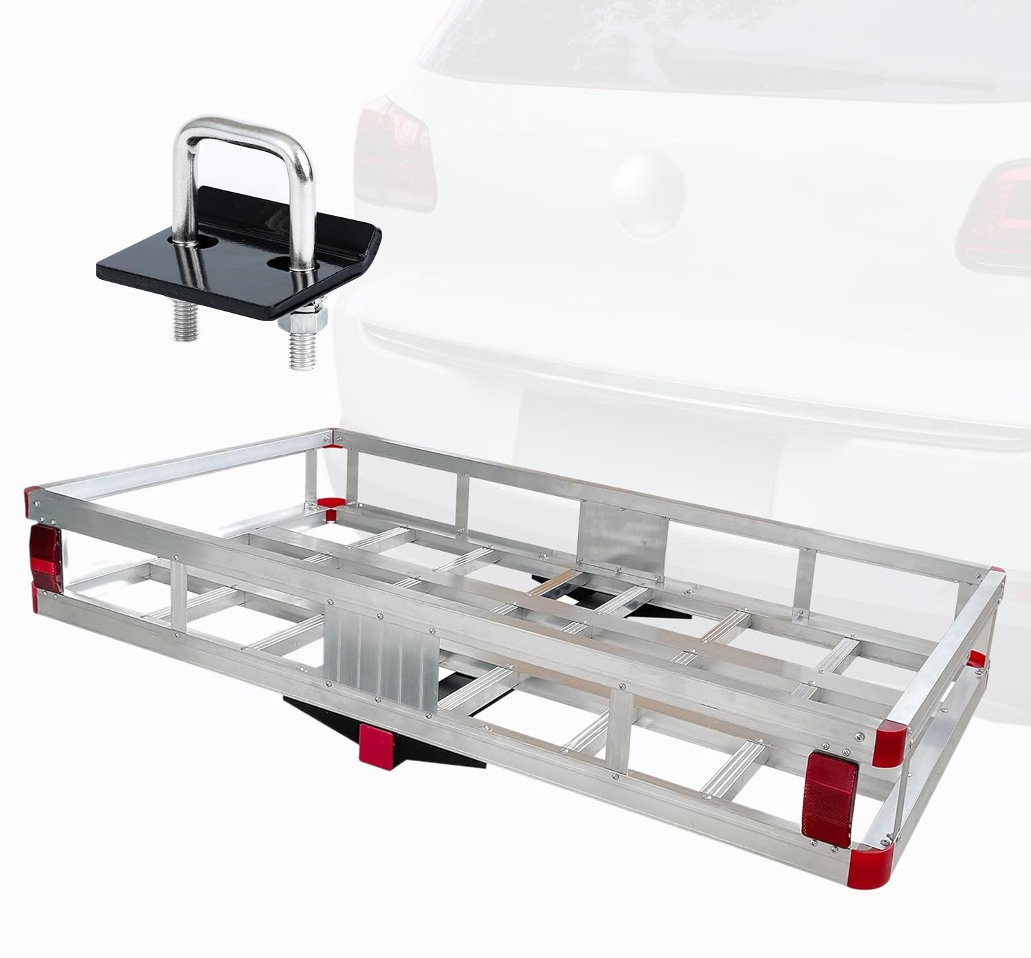 Maxxhaul Aluminum Cargo Carrier With Hitch Tightener Trailer Hitch Mount For Rv Truck Suv Van Car With 2'' Receiver - 500 Lb. Lo