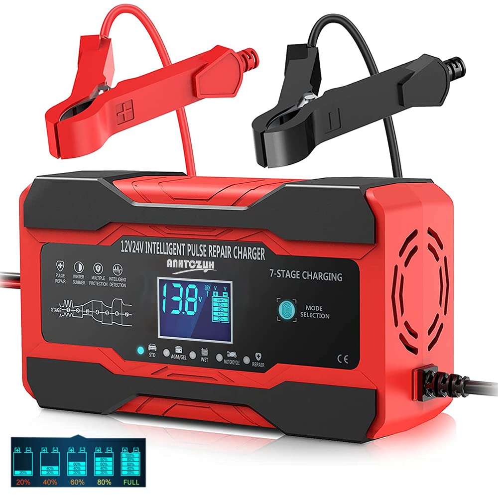 Yooya Car Battery Charger 8Amp, 24V and 12V Battery Charger Automotive, Trickle Charger for Car Battery  Smart Fully Battery M