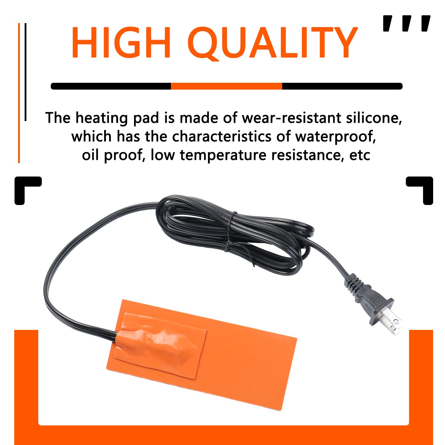 2 X 5In Car Engine Silicone Pad Heater - Self-Adhesive, Oil Pan Heater Pad Car Truck Oil Pan Heater Pad For Metal Surface With 1