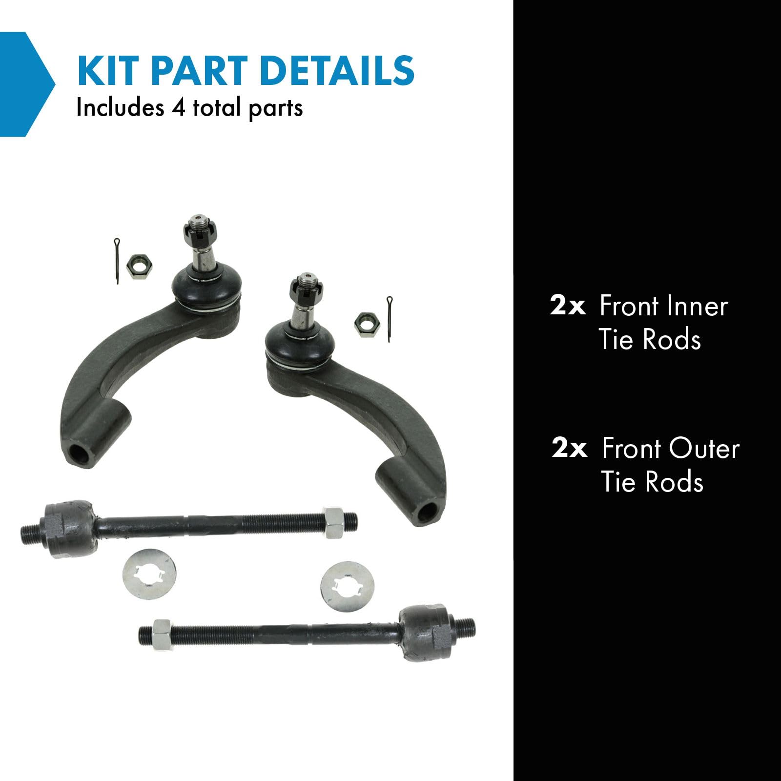Trq Front Tie Rod Set Compatible With 1995-2000 Chrysler Cirrus 1996-2006 Sebring 1995-2006 Dodge Stratus 1996-2000 Plymouth Bre