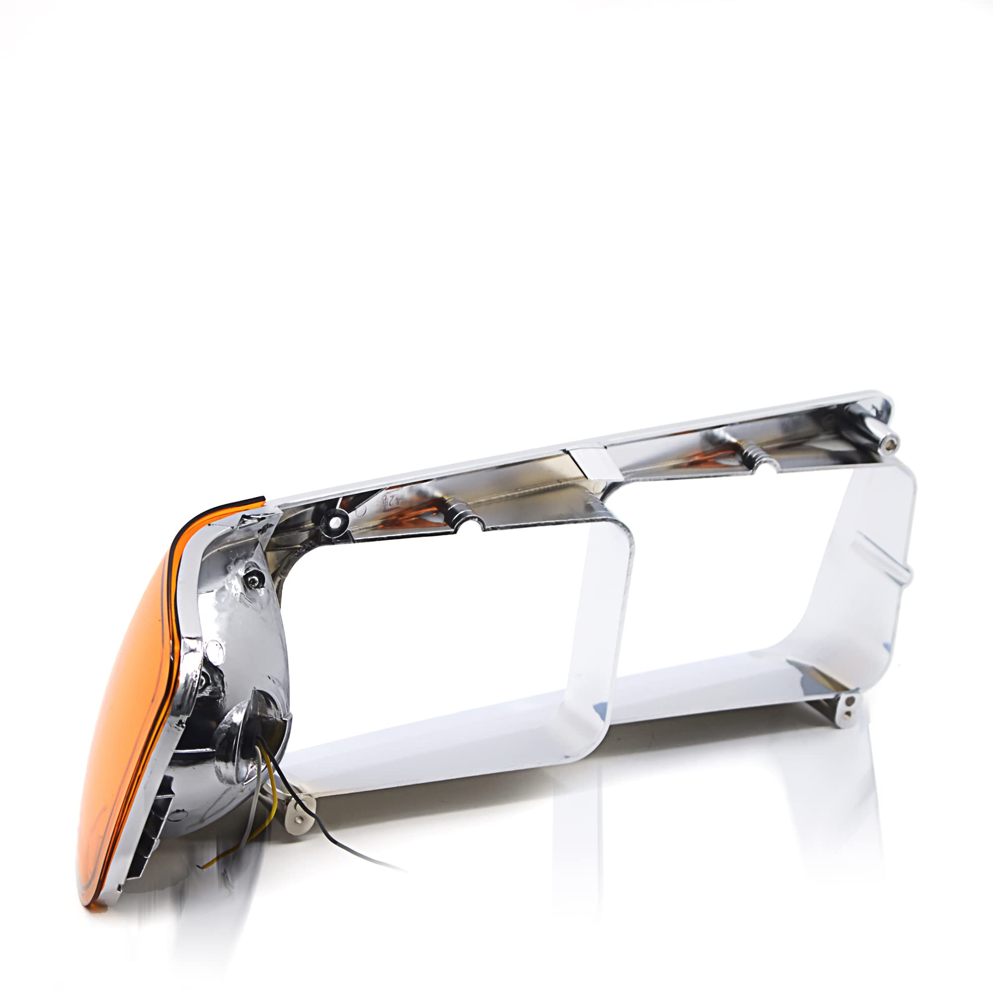 Torque Headlight Bezel Driver Left Side Replacement for 1989-2002 Freightliner FLD semi Trucks with Amber LED Turn Signal Light Assembly DOT SAE Approved 3 Wires LH (TR039-L)