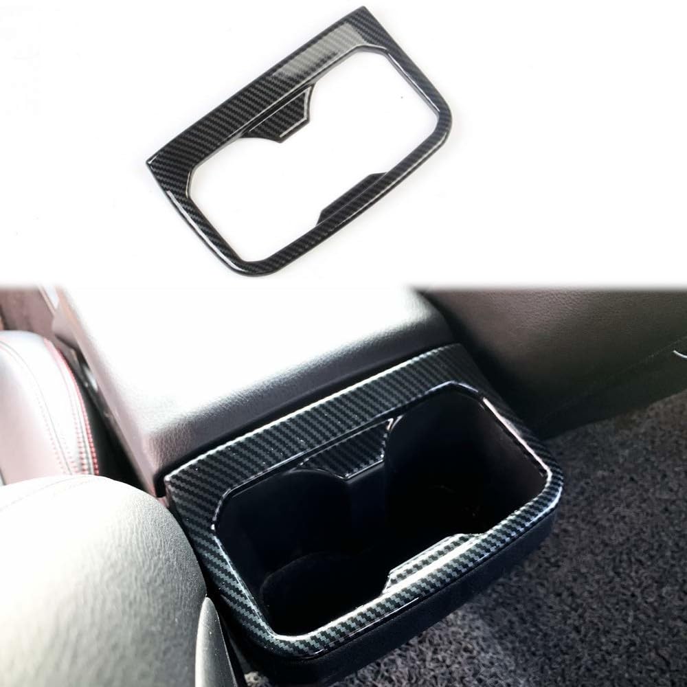 Carbon Fiber Look Interior Rear Seat Armrest Cup Holder Cover Trim For Toyota Tacoma 2016-2023