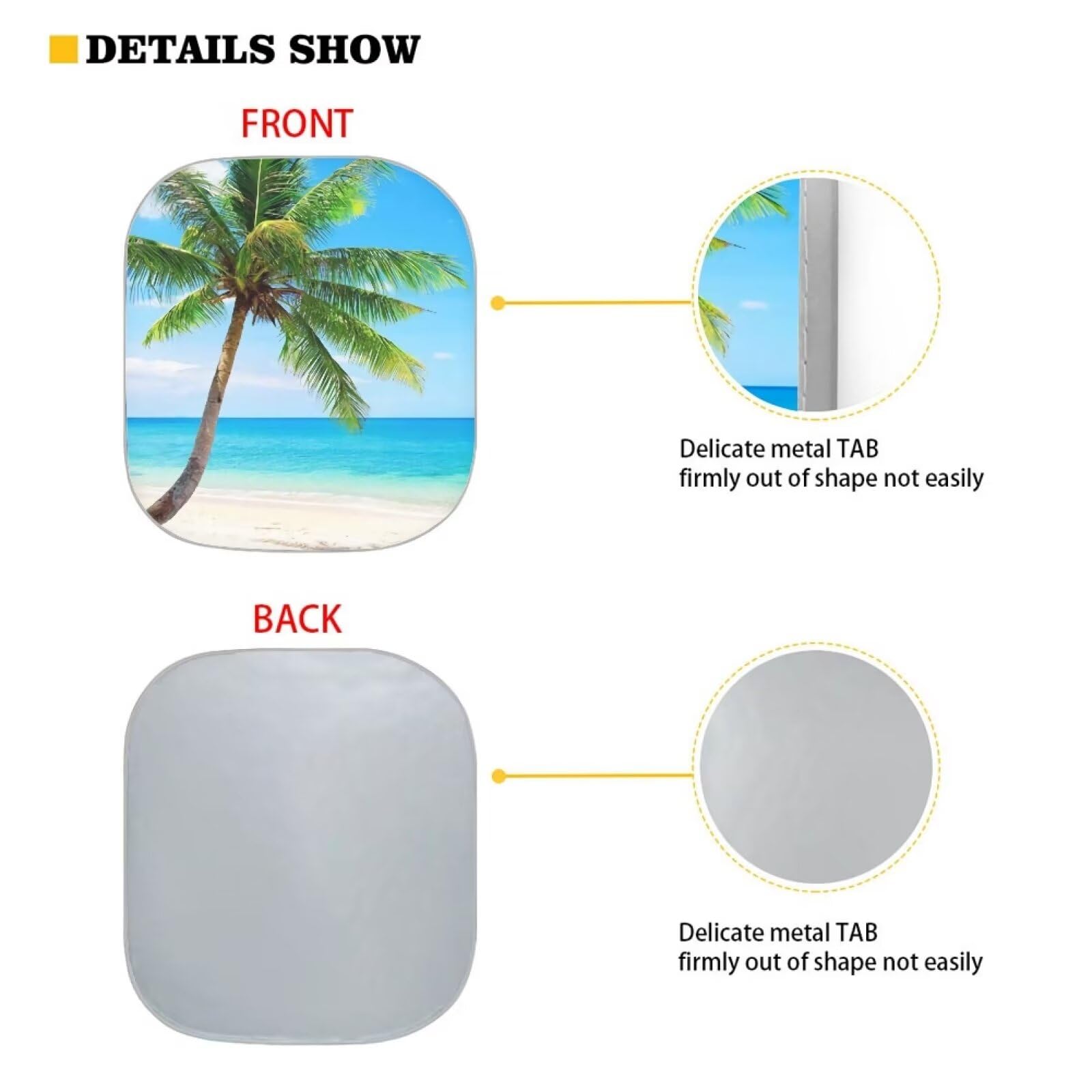 Renewold 2 Pack Set Auto Windshield Sunshade Uv Sun Heat Reflecting Foldable Front Windshield Sun Shade Tropical Palm Tree Coast