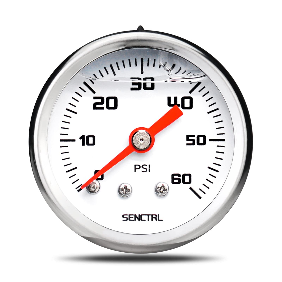 Senctrl 0-60 Psi Fuel Pressure Gauge, 1-1/2'' Dial Size, 1/8'' Npt Back Mount, Glycerin Liquid Filled, Stainless Steel Case, Inl
