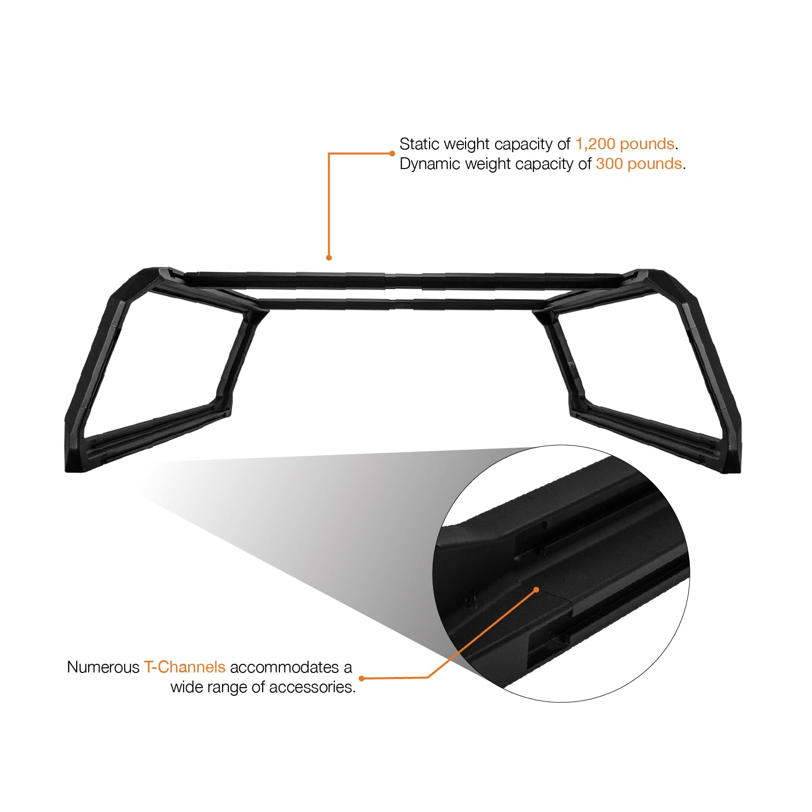 Kuat Ibex Versatile Durable Lightweight Aluminum Adjustable Truck Bed Rack - Stainless Steel Hardware Included | 1,200 Lbs Static & 300 Lbs Dynamic Weight Capacity, Ibexa1 - Mid-Size - Short-Bed