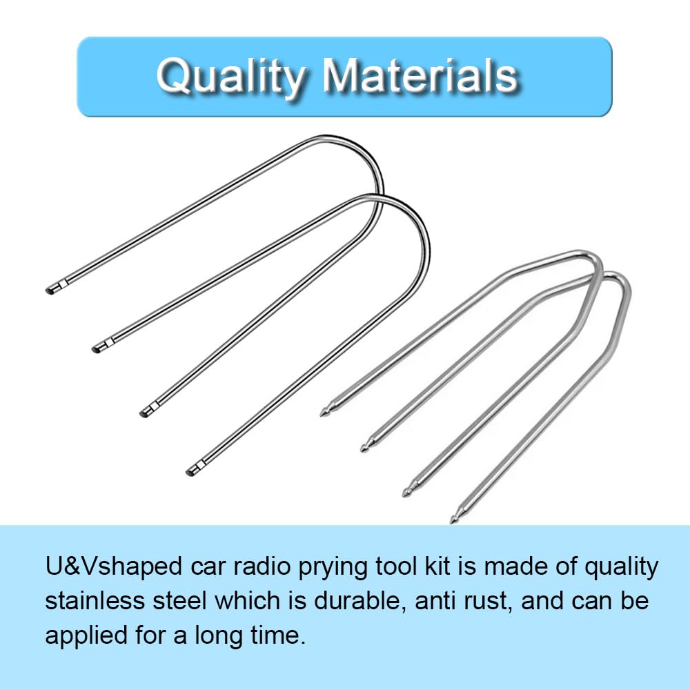 Yienakfun Automotive Car Radio Removal Pry Tool Kit 2 U-Shaped And 2 V-Shaped For Disassembly Of Most Car Cd Audio Frequency Con