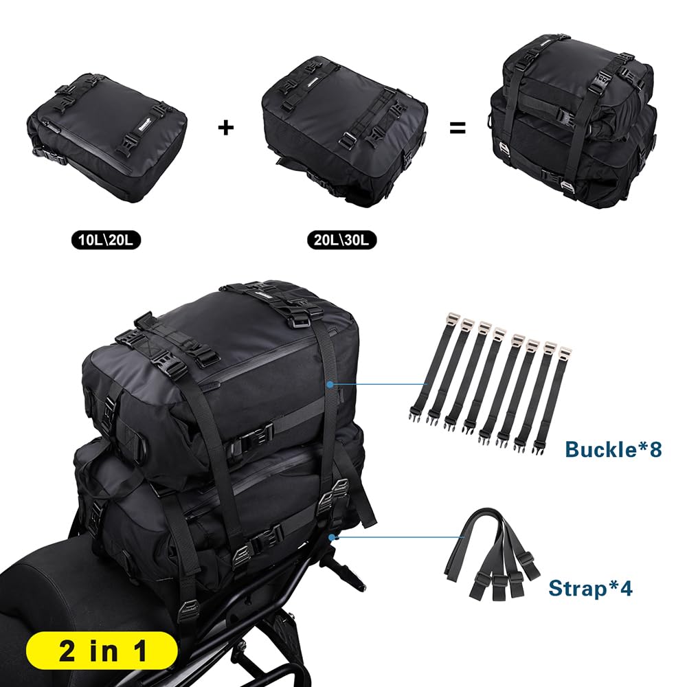 Rhinowalk Motorcycle Tail Bag 10L Waterproof Motor Pannier Bag Motor Travel Luggage Motorbike Rear Rack Trunk Storage Bag Profes