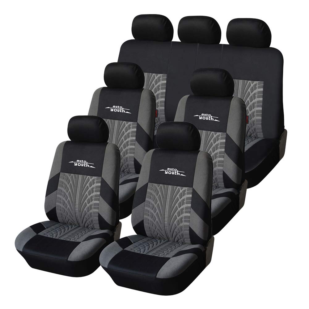 Autoyouth Three Row Car Seat Covers With 7 Headrests Universal Fit Seat Cover Set For Cars Auto Trucks Suv Airbag Compatible And