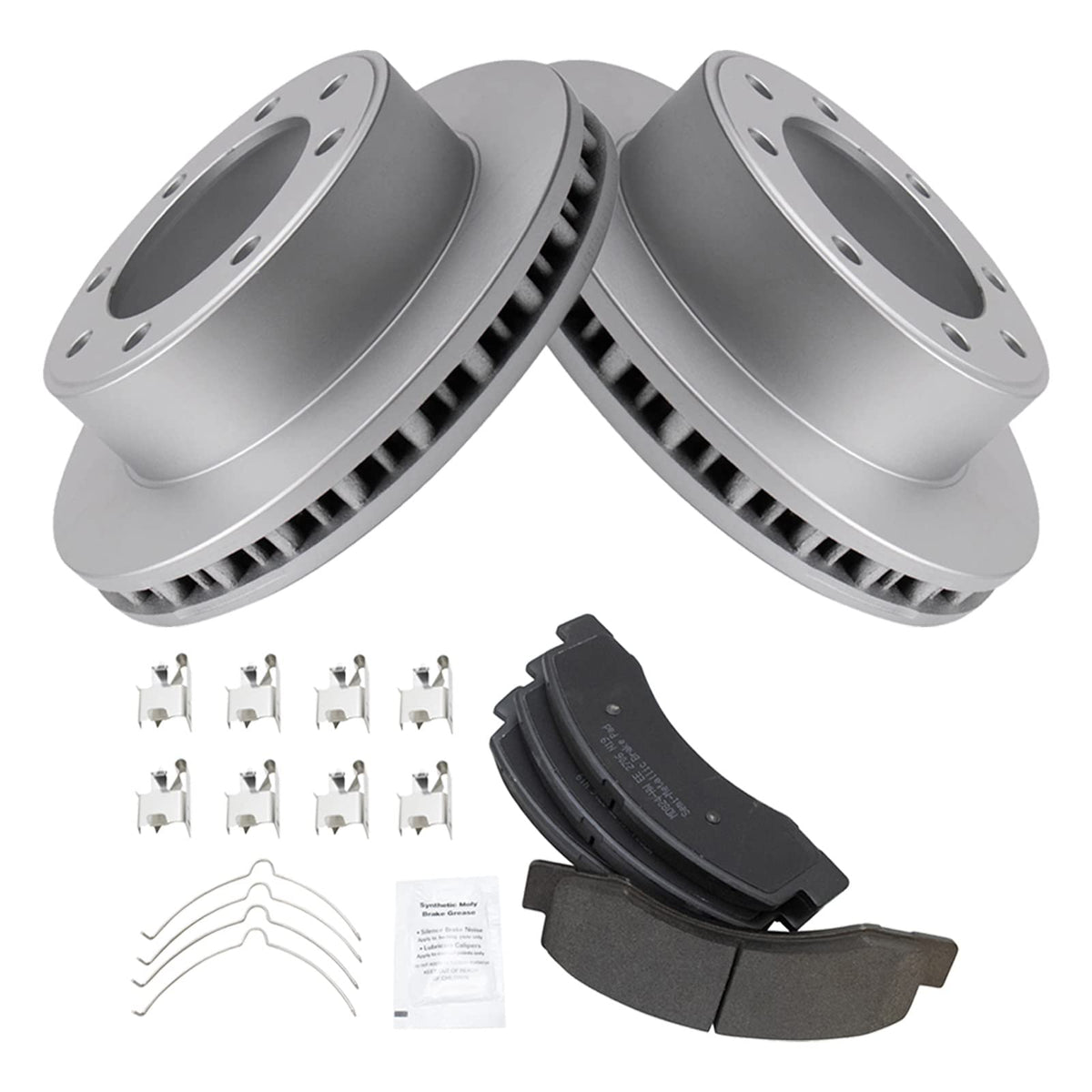 Trq Front Brake Pad & Rotor Kit Brake Pads Brake Rotor Semi-Metallic Premium G-Coated Compatible With 2000-2005 Ford Excursion 2