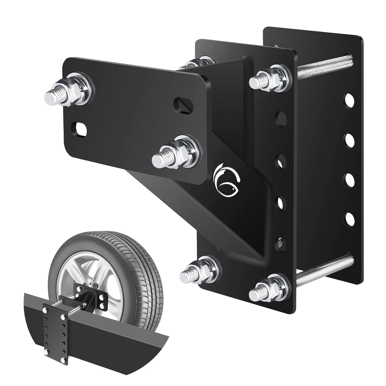 Spare Tire Carrier,Gadfish Spare Tire Mount Boat Trailer Carrier Bracket,Heavy Duty Lock Holder,Fits 4 & 5 & 6 Lugs Trailer Wheels On 4', 4.5'', 4.75'', 5'' And 5.5'' Bolt Patterns,Holds Up To 150 Lbs