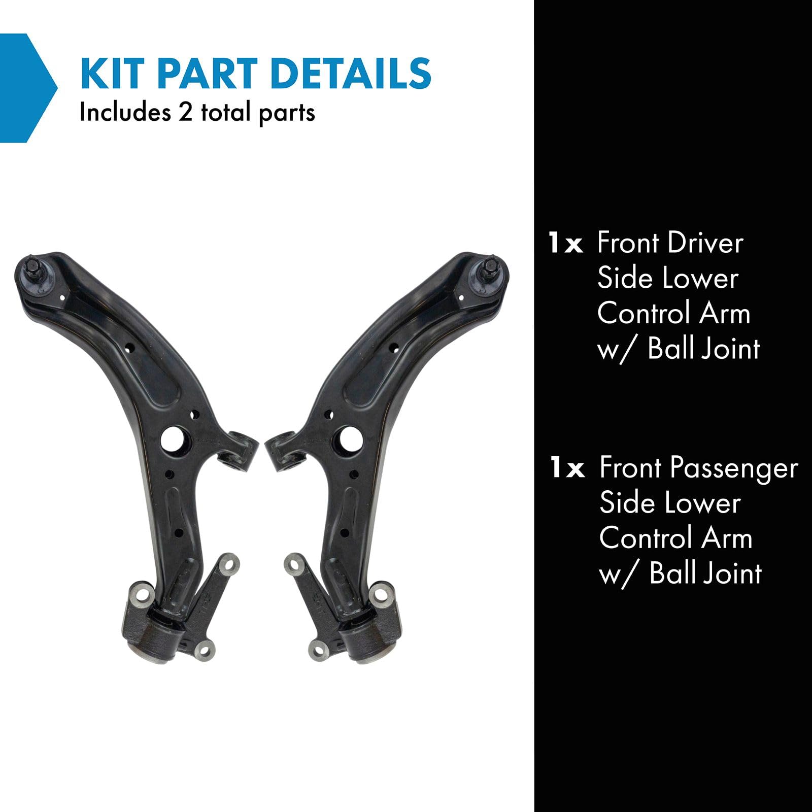 Trq Front Lower Control Arm With Ball Joint Set Compatible With 2007-2008 Honda Fit