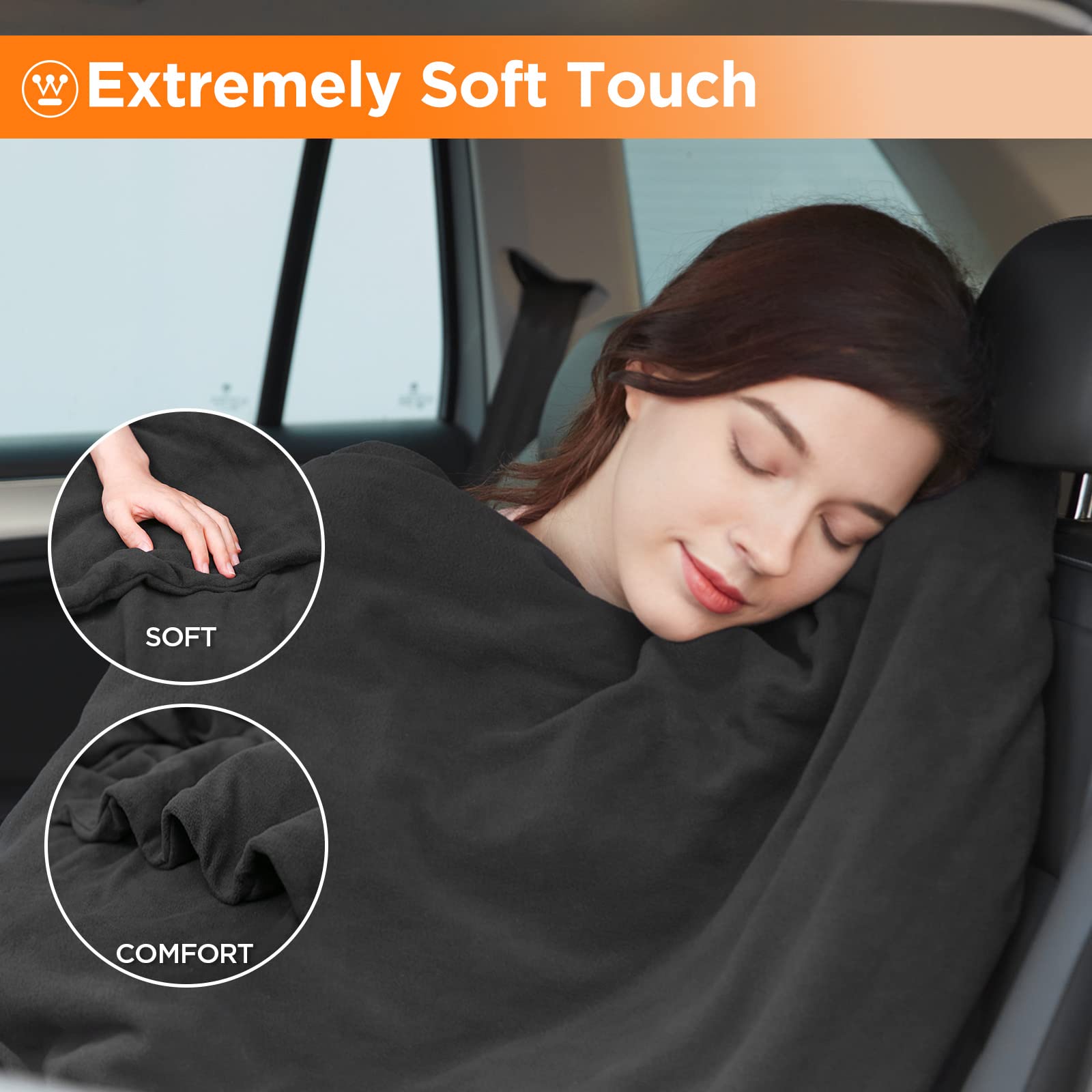 Westinghouse Heated Car Blanket with 3 Heating Levels, 4 Hours Auto Off, 12 Volt Electric Blanket for Car, Truck, SUV, RV, Porta