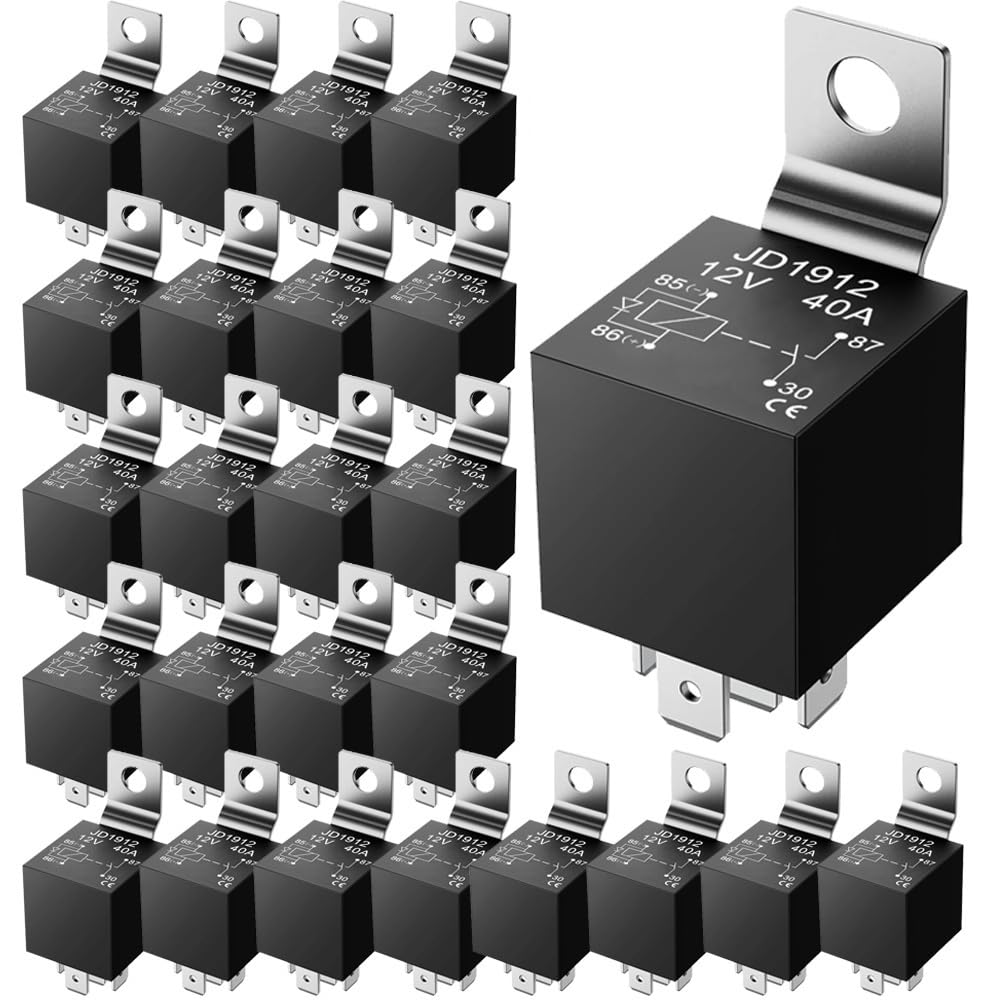 Gebildet Jd1912 Car Relay With Diode 12V 40A 4 Pin Spst 12Awg For Automotive Truck Van Motorcycle Boat (Pack Of 25)