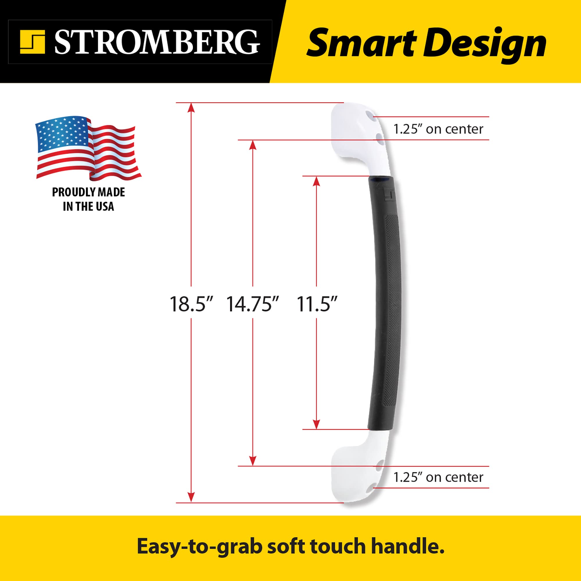 Stromberg Carlson Ah-150 Black Soft Touch Assist Handle - Rv Exterior Grab Handle And Entrance Handle - Grab Bars For Rv And Cam