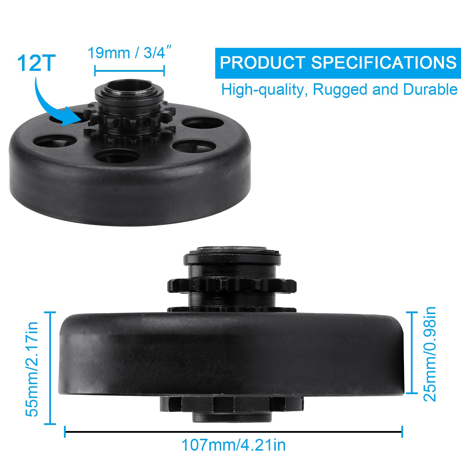 Youxmoto 3/4 Inch Bore 12T Go Kart Clutch For #35 Chain, Up To 6.5Hp 12 Tooth Predator 212 Centrifugal Clutch For Go Kart Mini B