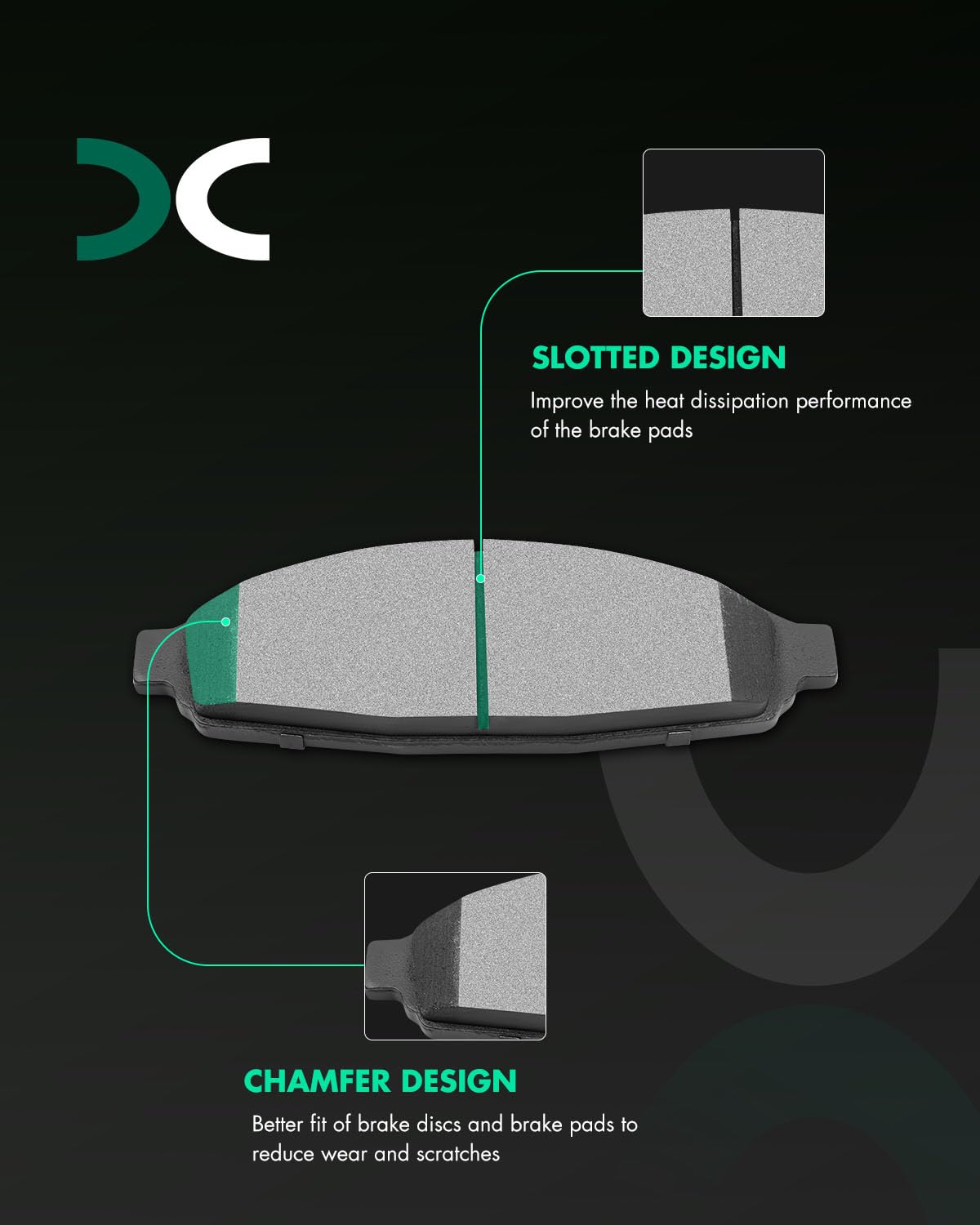 Scitoo D931 Semi-Metal Brake Pads Kits Front Replacement For Ford For Crown Victoria 03-11,For Lincoln Town Car 2003-2011,For Me