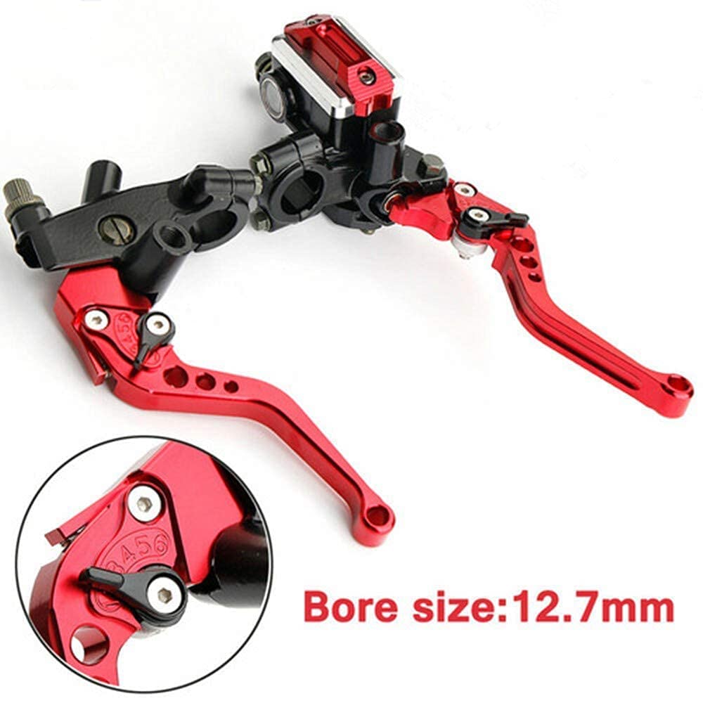 Lisylineauto Motorcycle 7/8' 22Mm Handlebar Brake Master Cylinder Clutch Lever Left & Right Set Compatible With Harley Honda Kawasaki Suzuki Yamaha Red