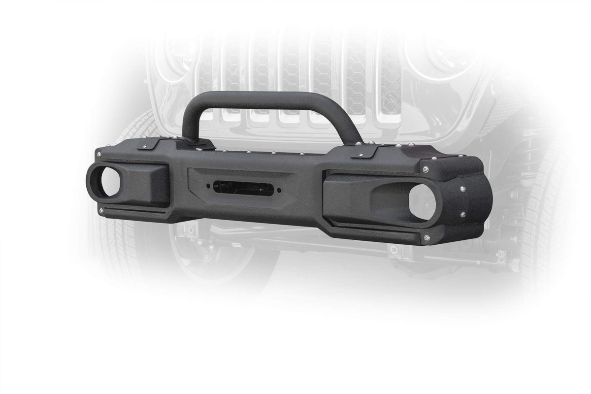 Dv8 Offroad | Fbjl-10 | Front Bumper Fits 2018-Current Wrangler Jl & 2020-Current Gladiator Jt | Stubby Profile | Extension Wings For Full Size | Winch Capable | Bolt-On Bull Bar | Fog Light Openings