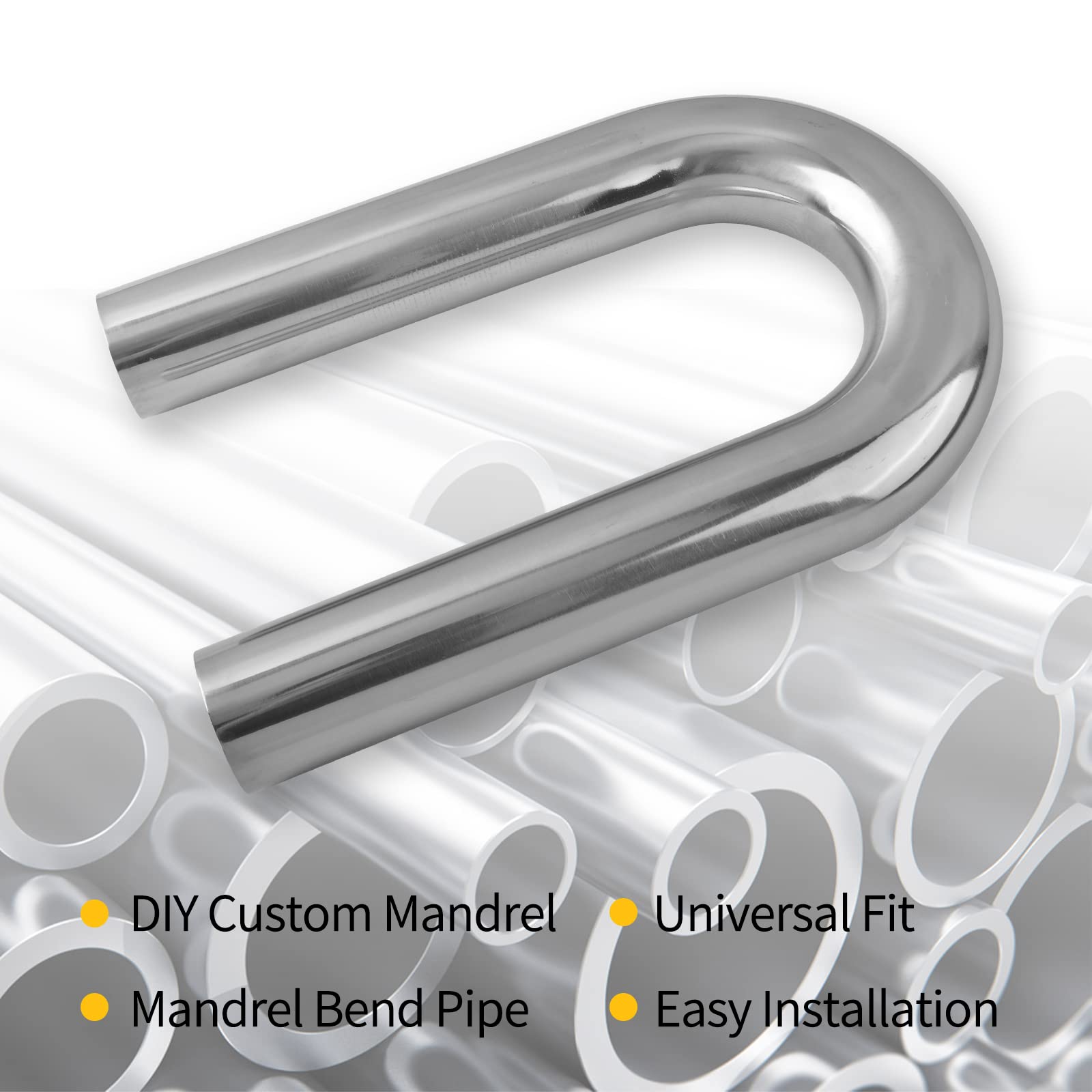 Fgjqefg 3 Inch 180 Degree Diy Custom Mandrel Exhaust Pipe Tube Pipe, T304 Stainless Steel, Universal Fit, 23.62 Inch End To End Length, 3'' Od Mandrel Bend Pipe 2Pcs