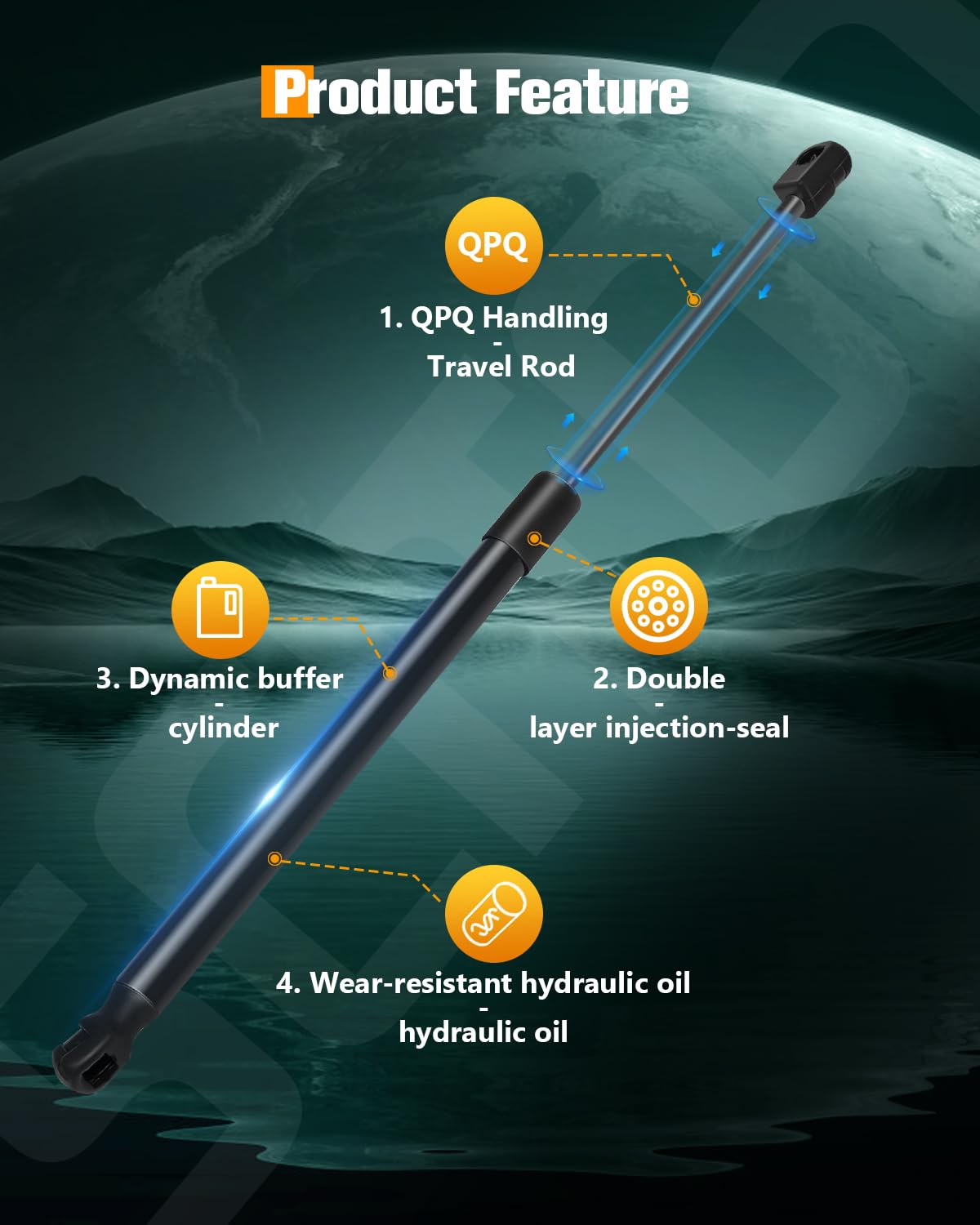 Scitoo 6264 2Pcs Lift Supports 16.41'' Fit For Toyota For Highlander 2008-2013 Shock Struts Window Glass