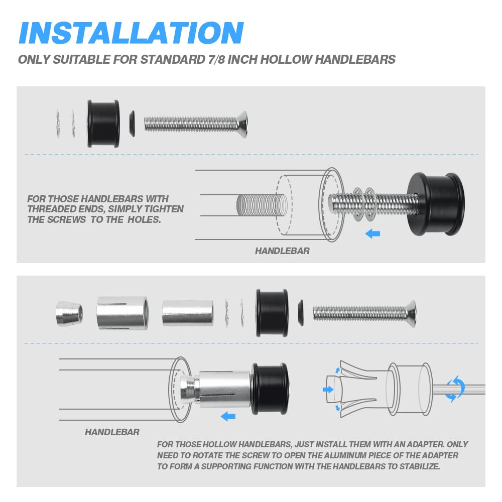 Mictuning Motorcycle Mirrors - 7/8'' (22Mm) Bar End Rear View Mirrors Compatible With Most Honda Grom, Yamaha, Kawasaki, Ducati,