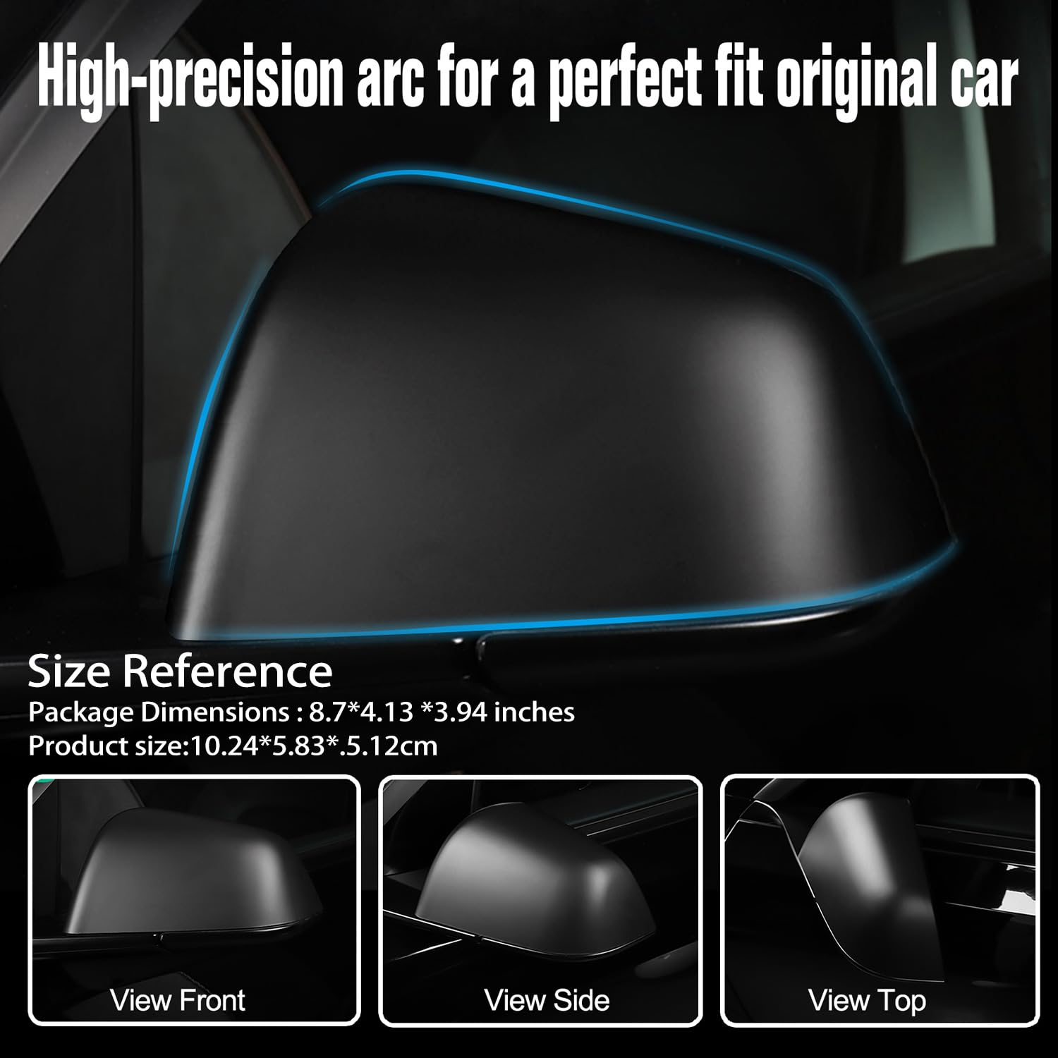 Kasato Model Y Side Mirror Cover, Mirror Cap 2 Pcs Matt Black Side Mirror Cover For Model Y (2021-2024) Rearview Mirror Cover