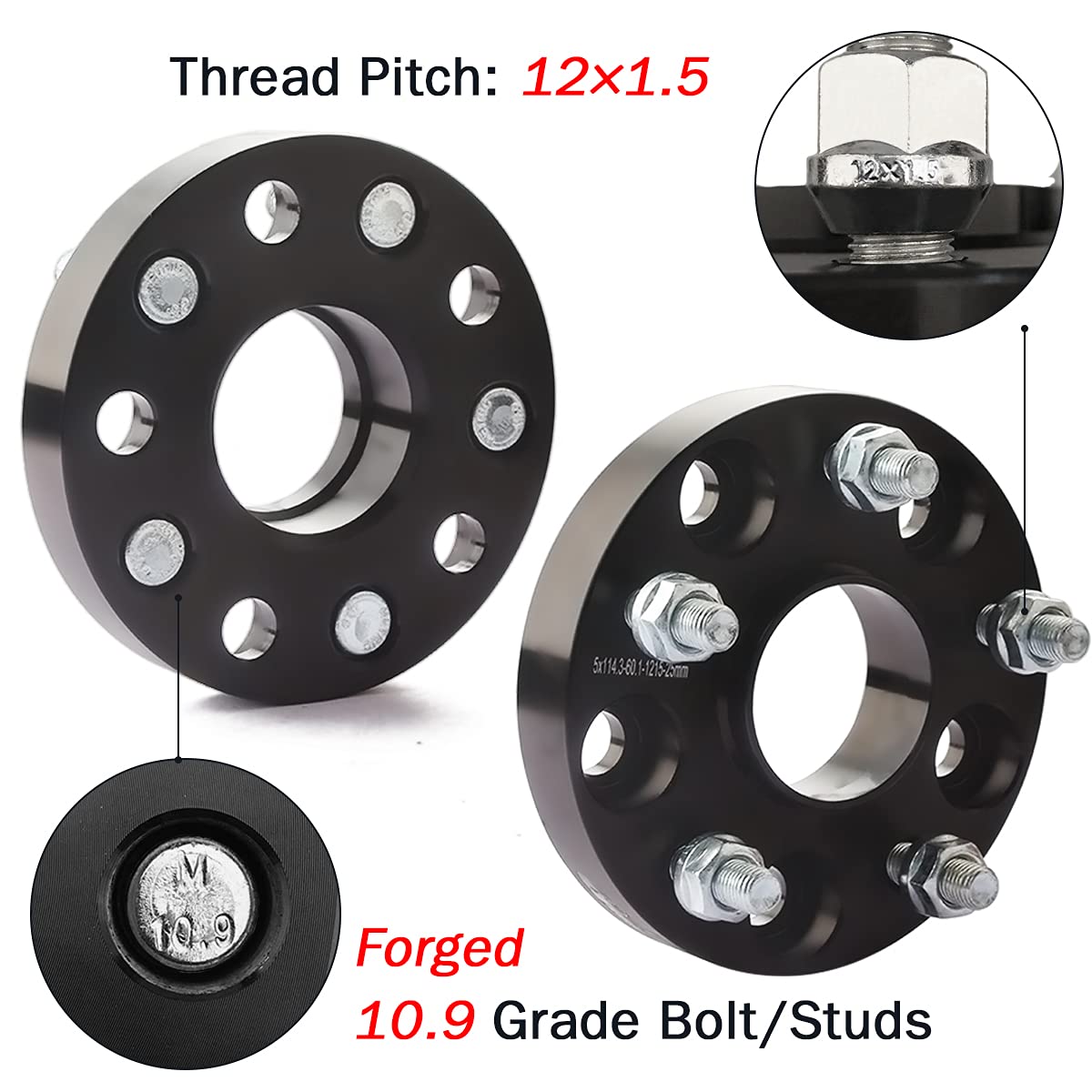 Gasupply 1'' 5X4.5 Hubcentric Wheel Spacers 25Mm 5X114.3 60.1Mm Hub Bore 12X1.5 Studs, For Toyota Tacoma 2Wd X-Runner Rav4 Camry