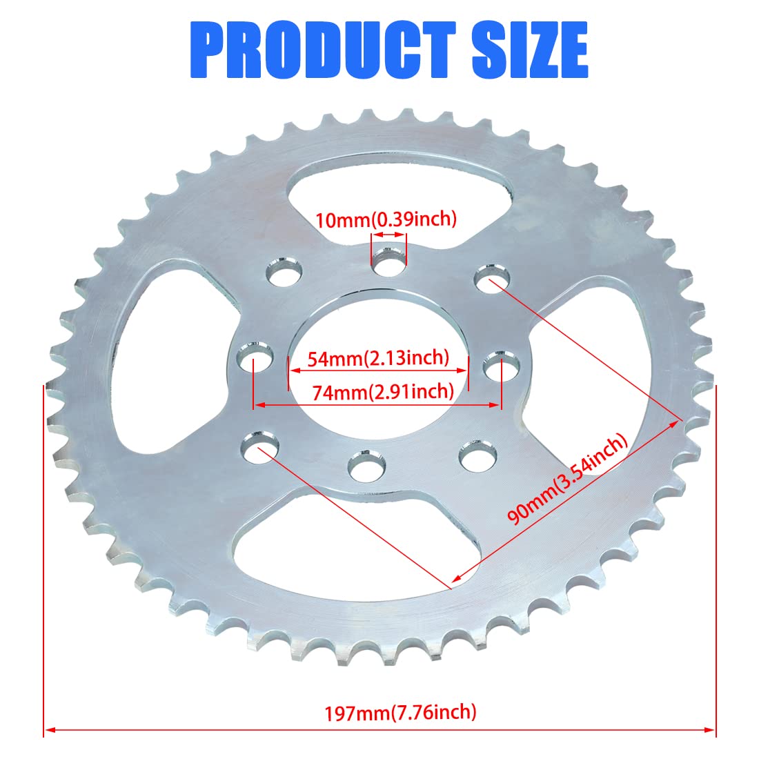 Yoxufa 40/41/420 Chain 48 Tooth Sprocket With 1' Bore 1/4 Keyway Go Kart Sprocket Hub Parts