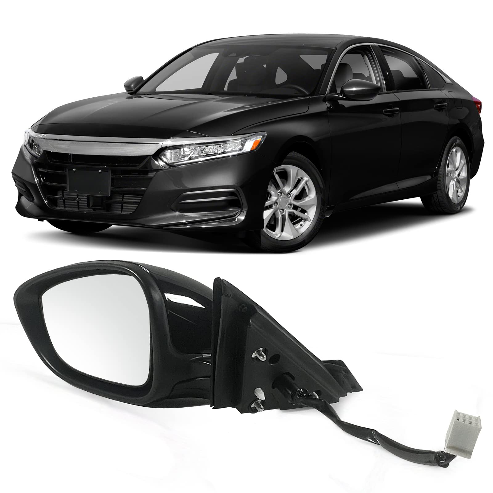 Lqito Left Driver Side Door Mirror For Honda Accord Lx, Sport 2018-2022 ? Power ? Non-Heated No-Turn Signal Match To Black Paint