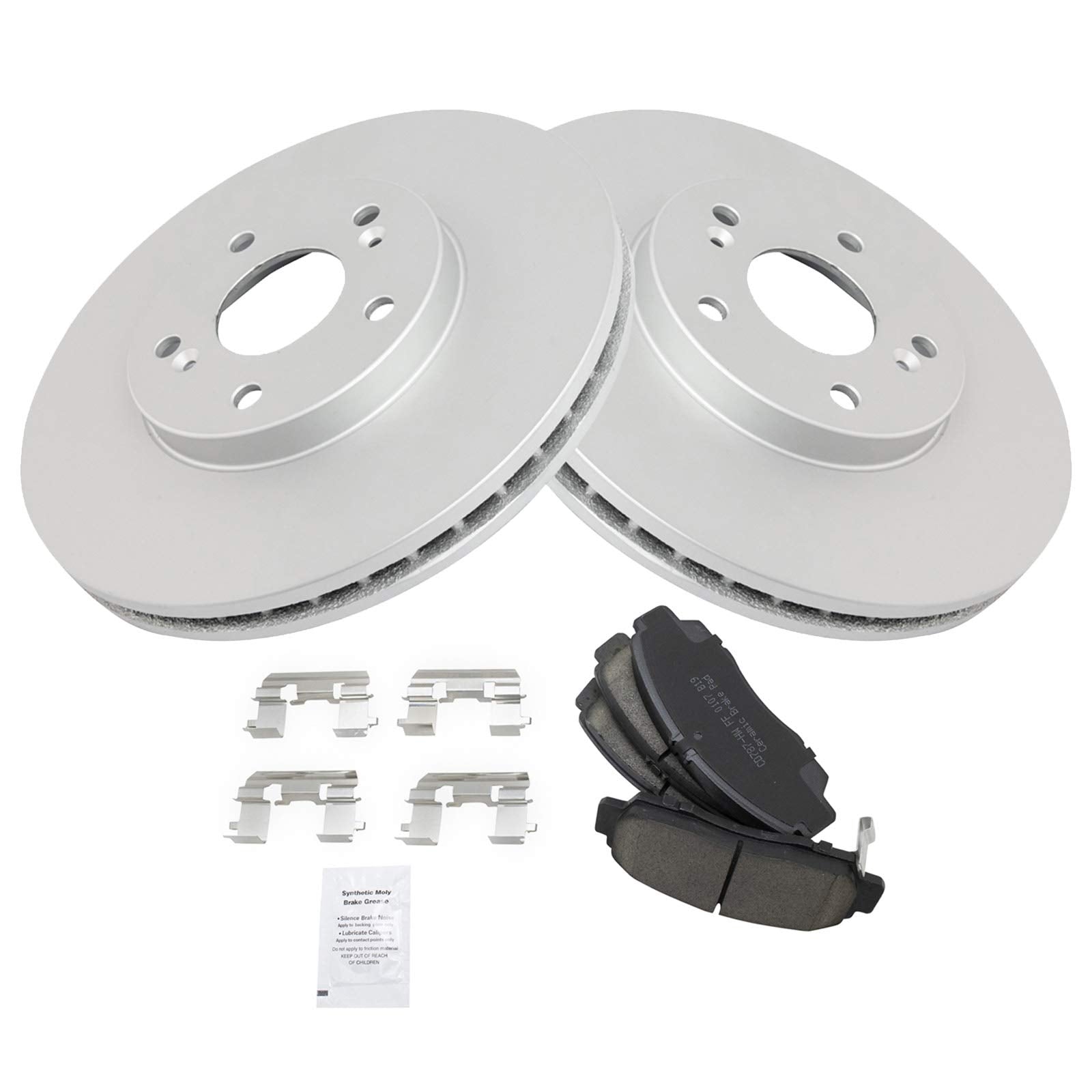 Trq Front Brake Pad & Rotor Kit Brake Pads Brake Rotor Ceramic Premium G-Coated Compatible With 2001-2003 Acura Cl 1999-2008 Tl