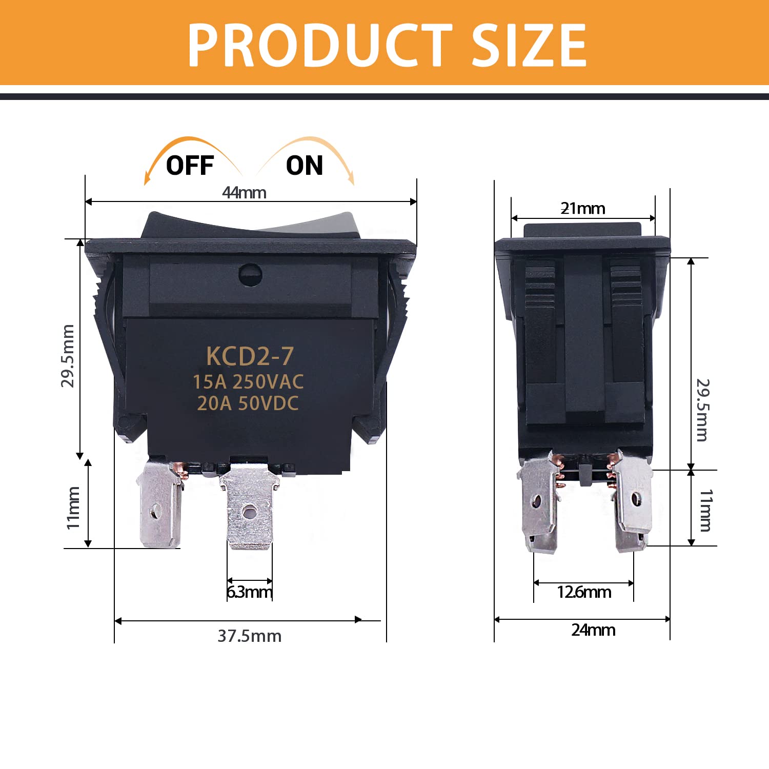 Mankk On-Off Switch 12V 20A 4 Pins Dpst Rocker Switch Panel Rv Light Switch For Rv Trailers Camper Boats Kcd2-7-201-B1-Dz