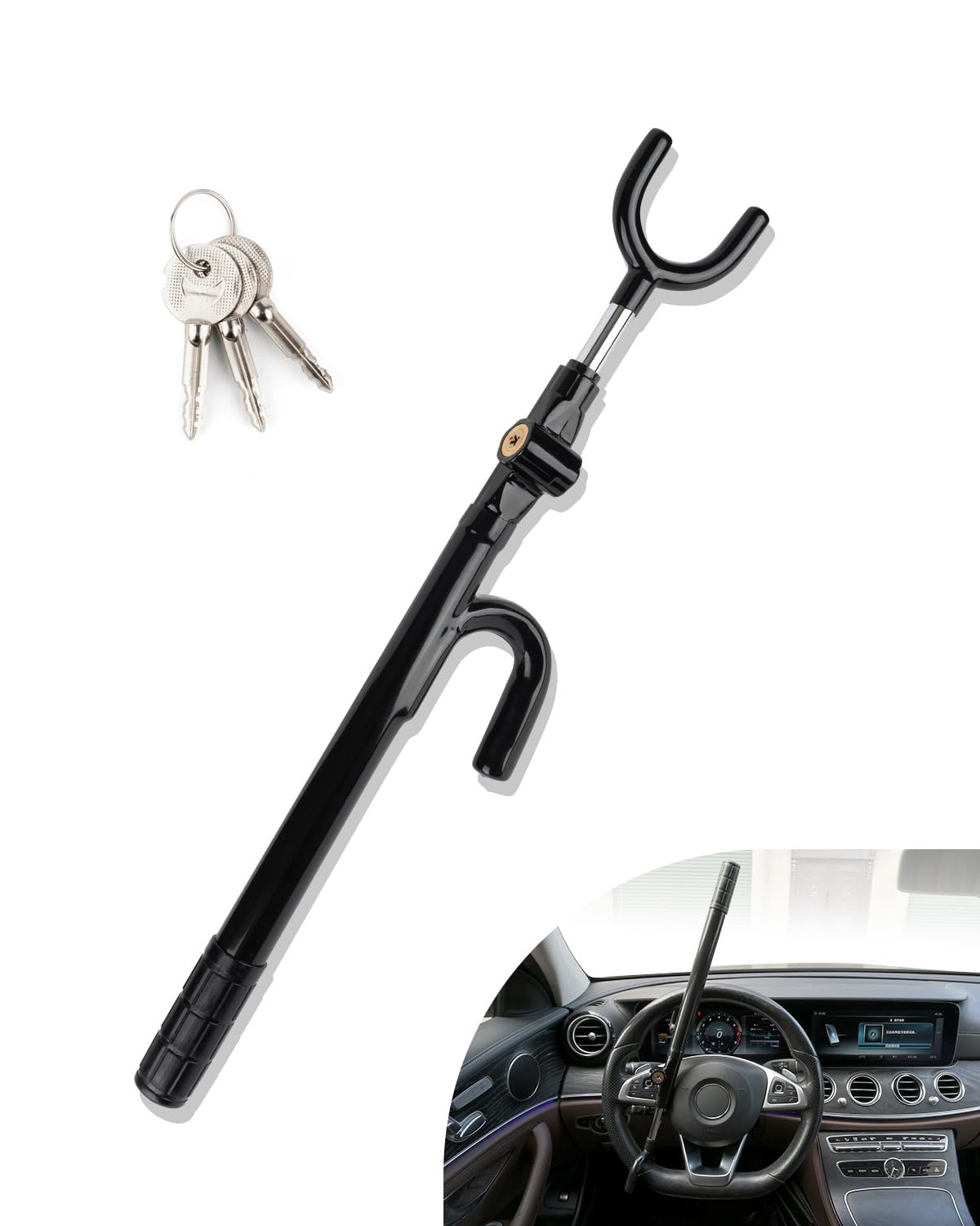 KNFRXO Steering Wheel Lock, Anti-Theft car Device, Car Wheel Lock of Heavy Duty, Vehicle Security Steering Wheel Lock with Adjus