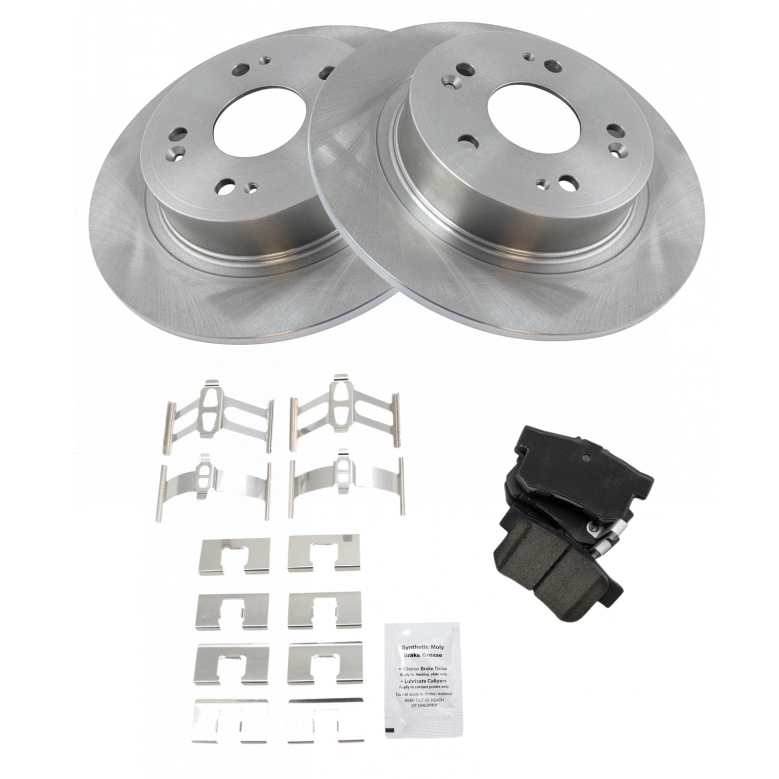 TRQ Rear Ceramic Brake Pad & Rotor LH & RH Set Kit for 05-07 Honda Accord