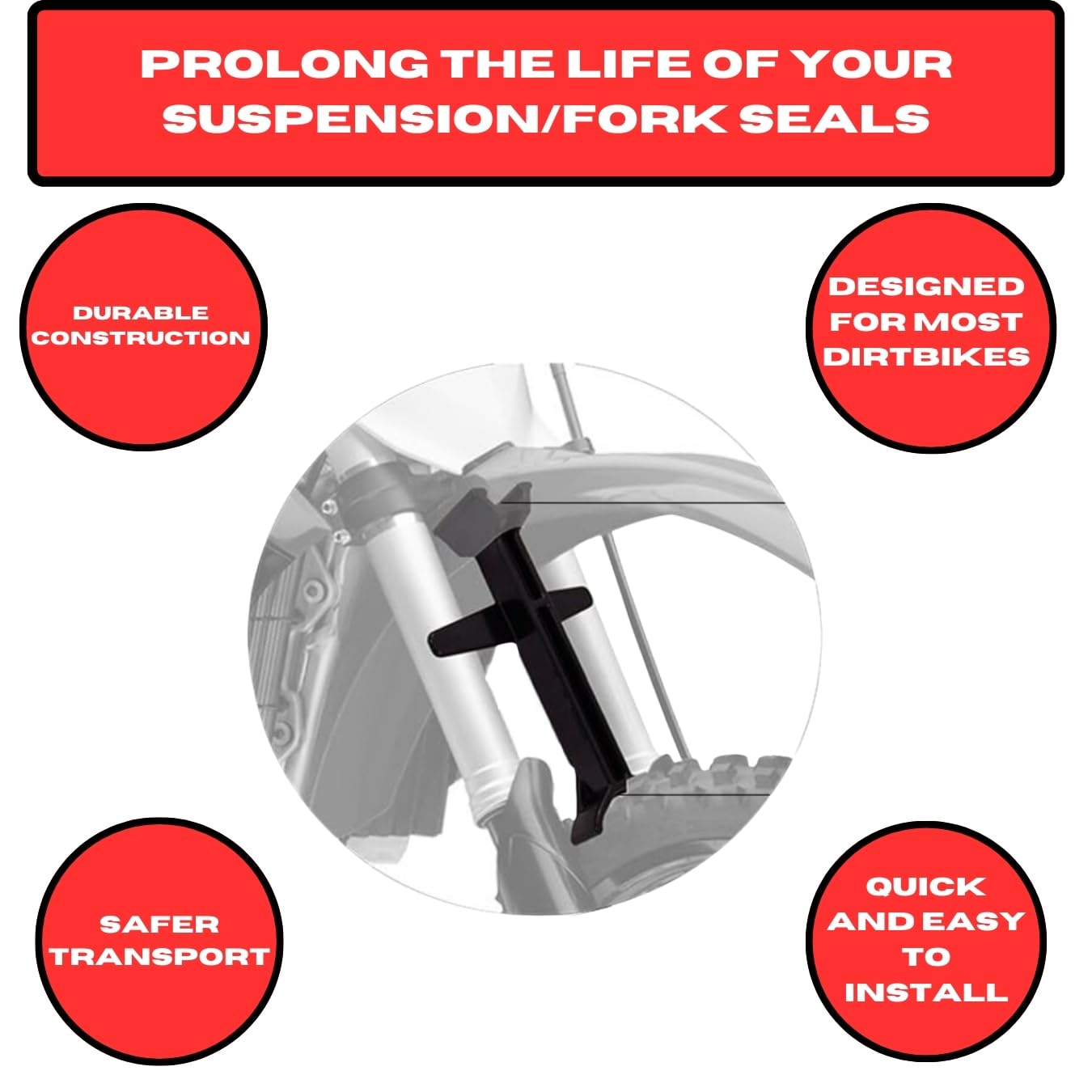 Pit Posse PP106S Motocross Dirt Bike Fork Support for Suspension Fork Seal for Springs Fork Saver Brace - Small 7.75'' L - Motor