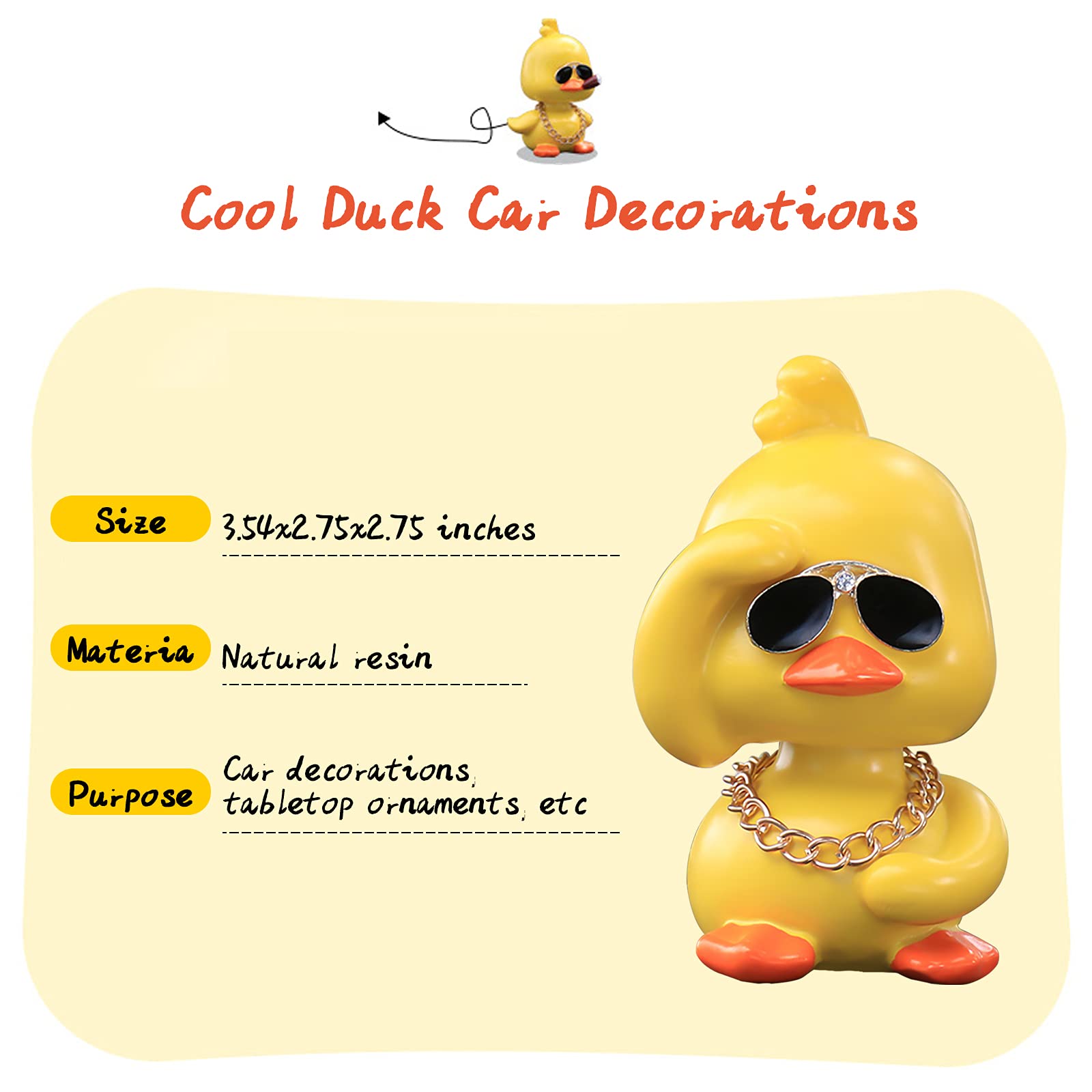 Wonuu Cute Yellow Duck Car Ornaments Cool Duck Car Dashboard Decorations Shaking Head Doll