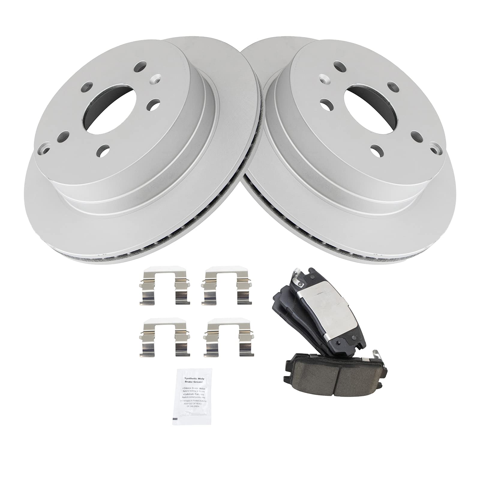 Trq Rear Brake Pad & Rotor Kit Brake Pads Brake Rotor Ceramic Vented Premium G-Coated Compatible With 2010-2017 Chevrolet Equino