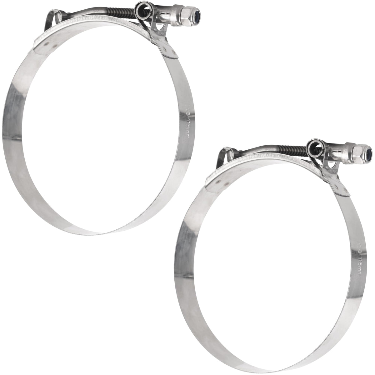 BlueStars 2-Pack 4 T-Bolt Hose Clamps with Working Range 108-116mm, 304 Stainless Steel - Compatible with Automotive, Industri