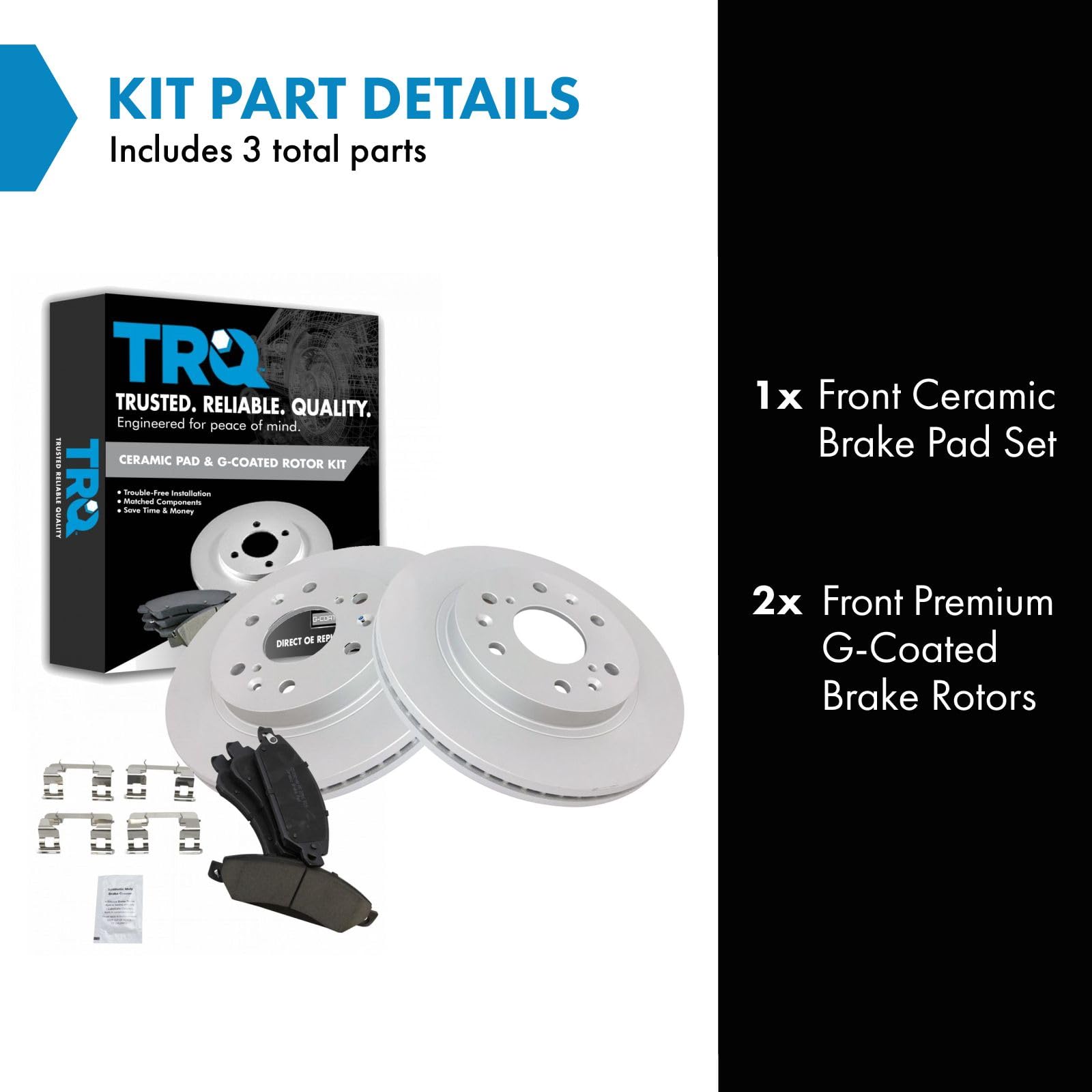 Trq Front Posi Ceramic Brake Pads & E-Coated Rotors Kit For Chevy Gmc Truck