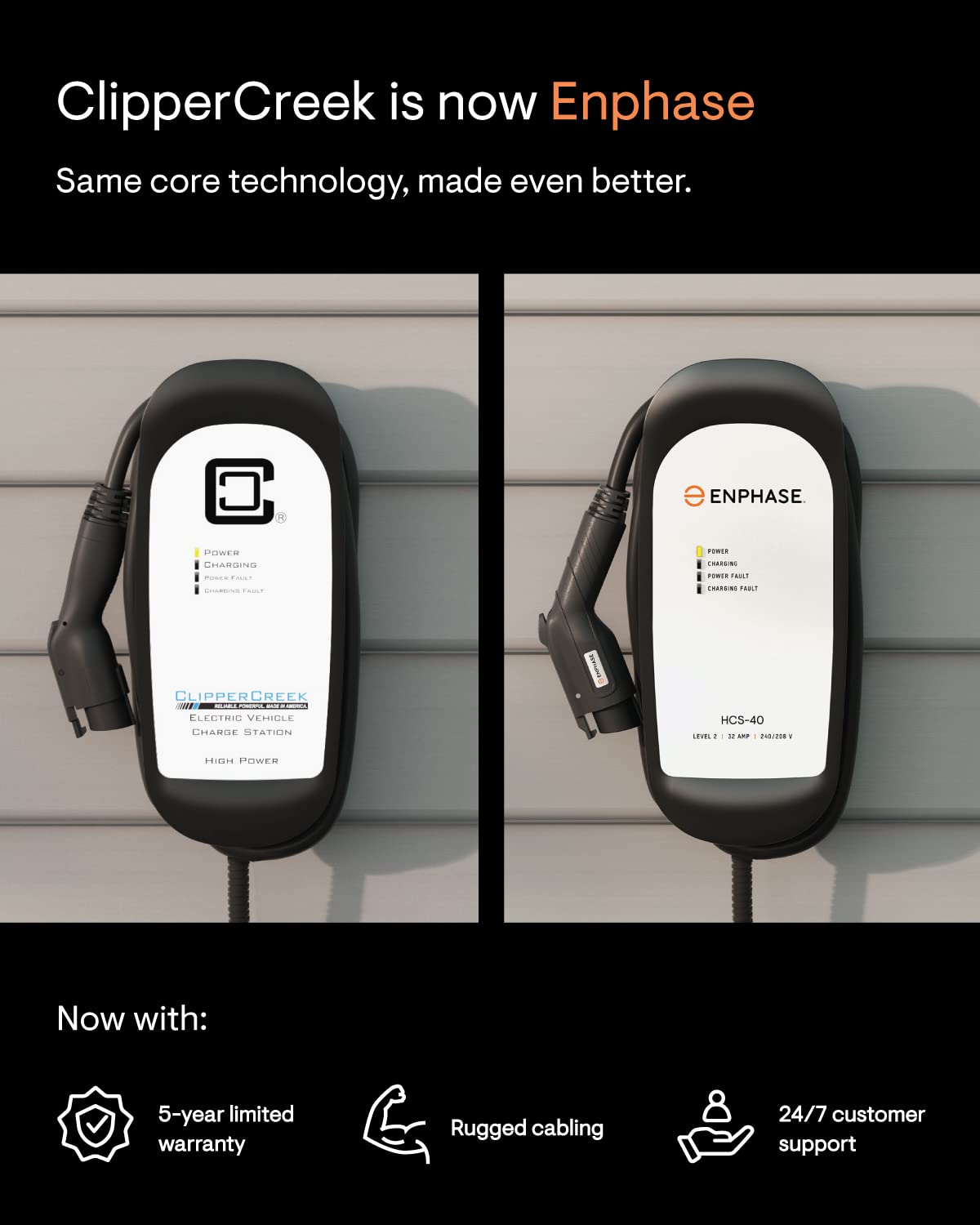 Enphase Energy 48 Amp EV Charger, HCS-60, 240V, 11.5kW, Safety Certified, 25 ft Cable, Black
